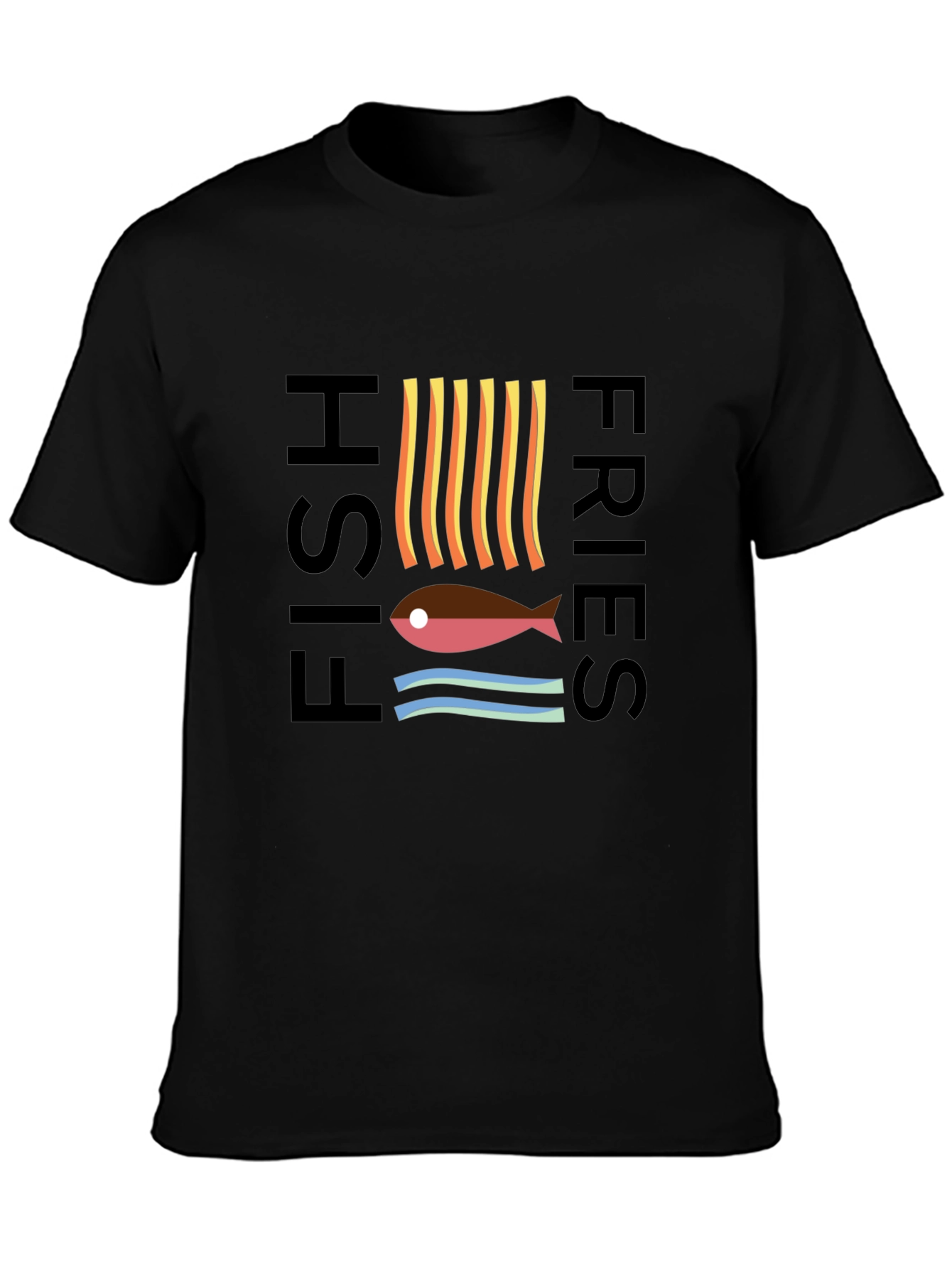 Fish & Fries Graphic Tee - Unisex Black T-Shirt