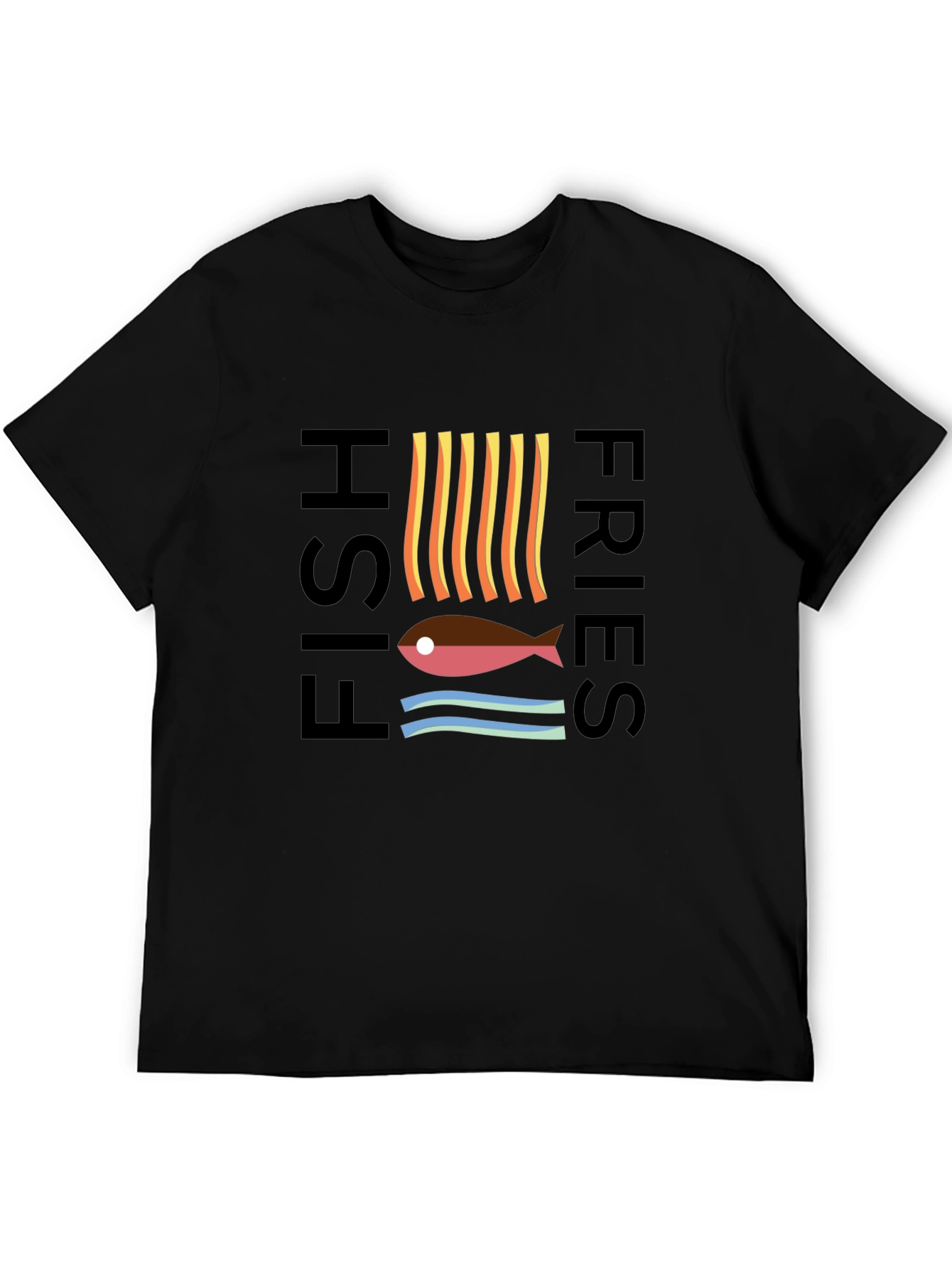 Fish & Fries Graphic Tee - Unisex Black T-Shirt