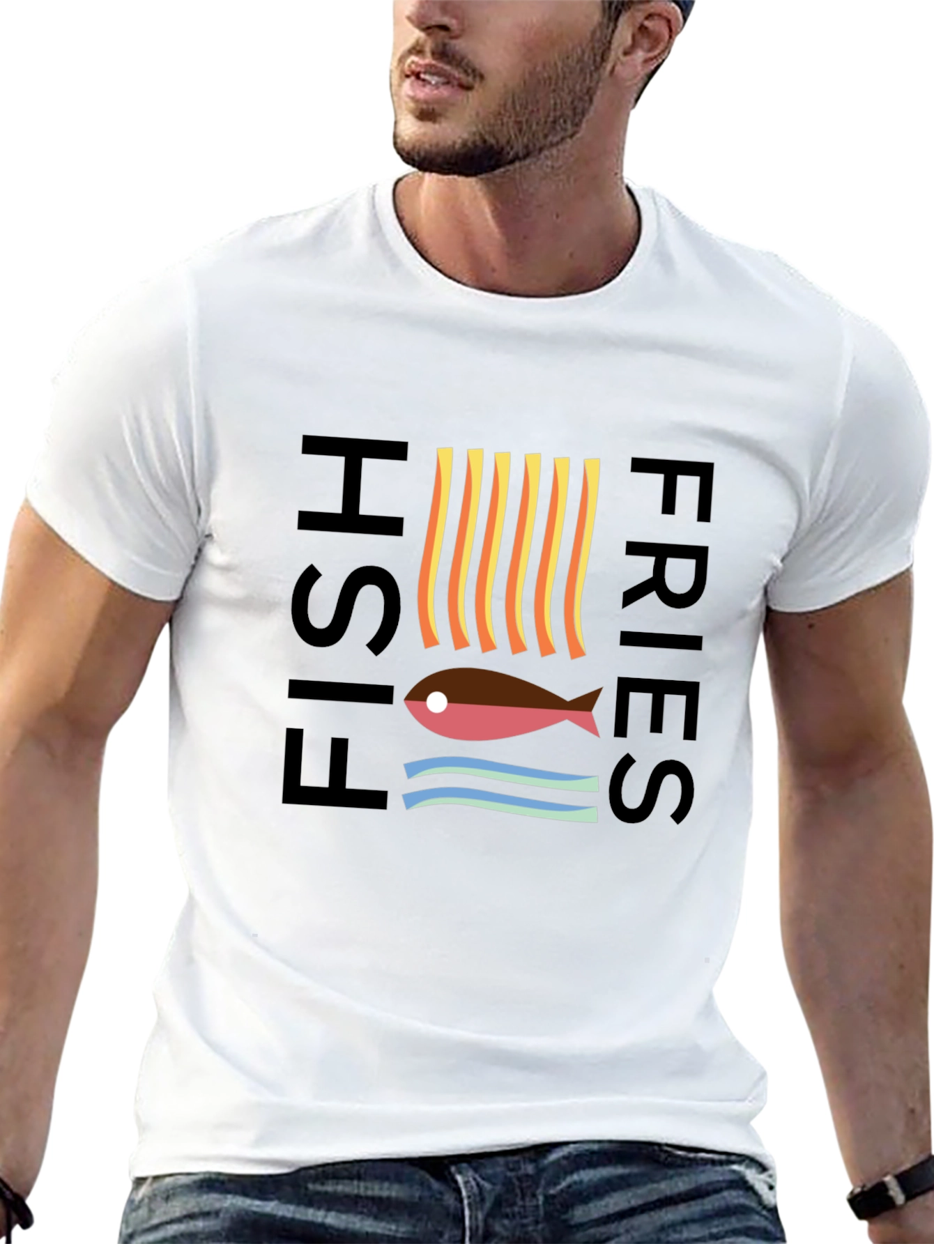Fish & Fries Graphic Tee - Unisex Black T-Shirt