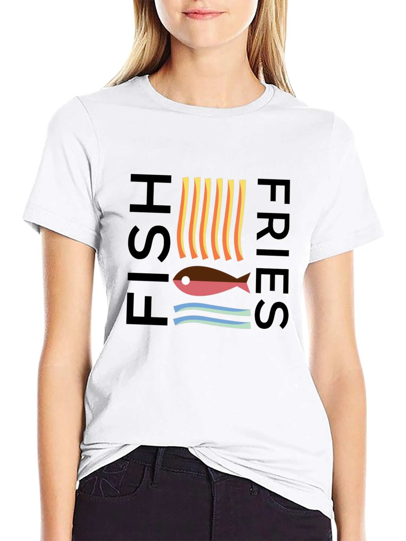 Fish & Fries Graphic Tee - Unisex Black T-Shirt