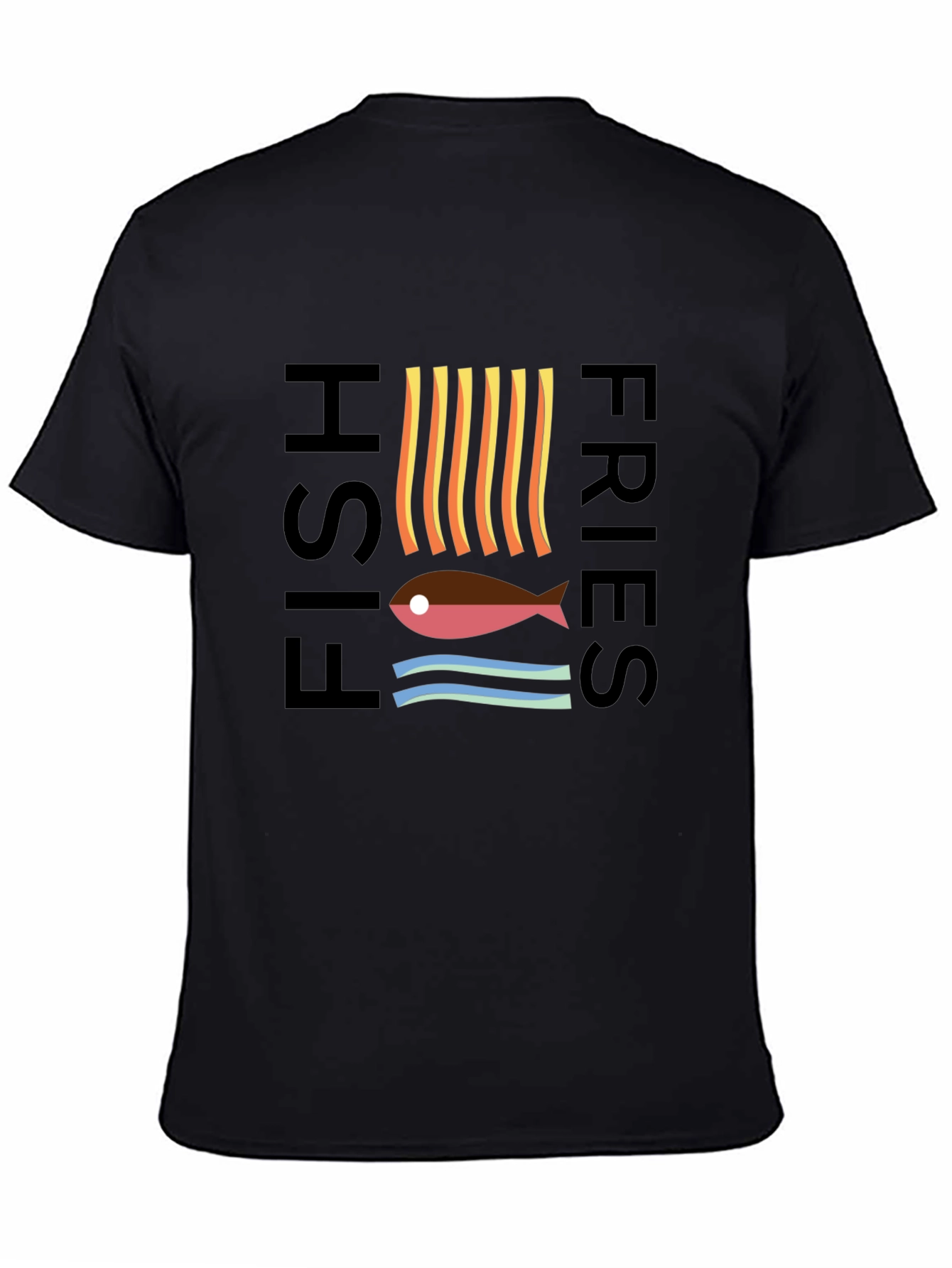 Fish & Fries Graphic Tee - Unisex Black T-Shirt