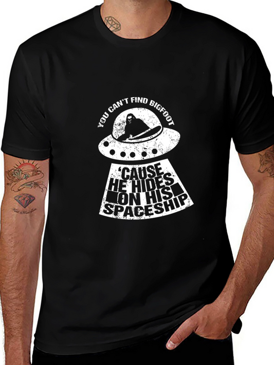 Bigfoot Spaceship T-Shirt - You Cant Find Him!