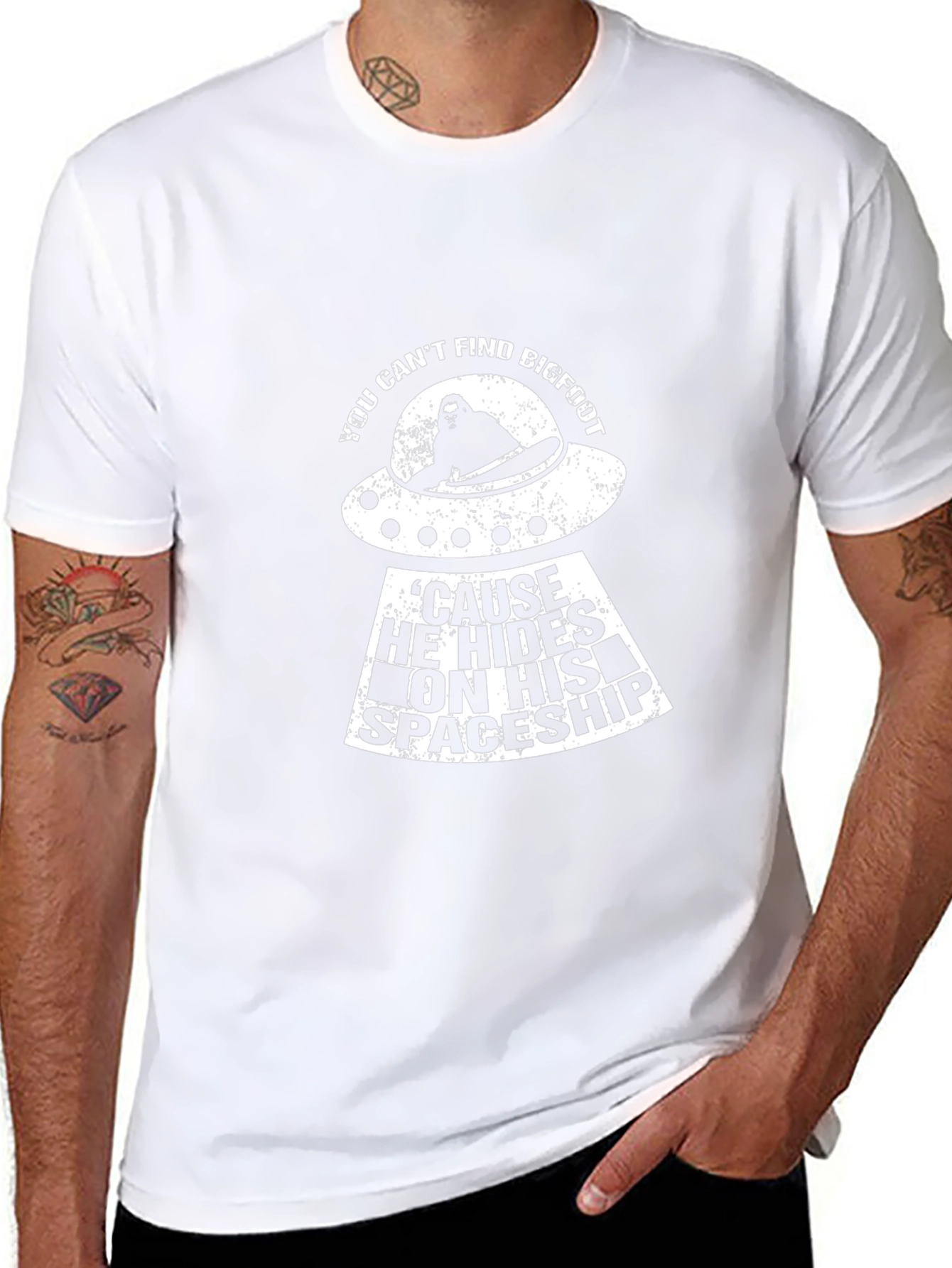 Bigfoot Spaceship T-Shirt - You Cant Find Him!