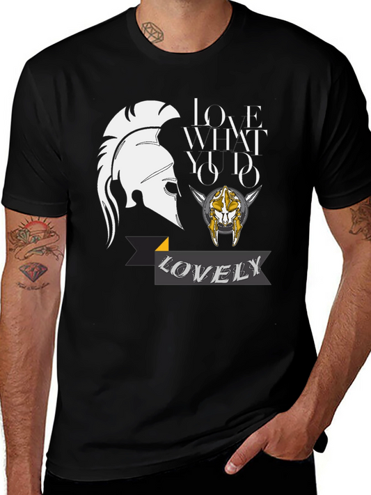 Spartan Helmet Graphic Print T-Shirt - Love What You Do