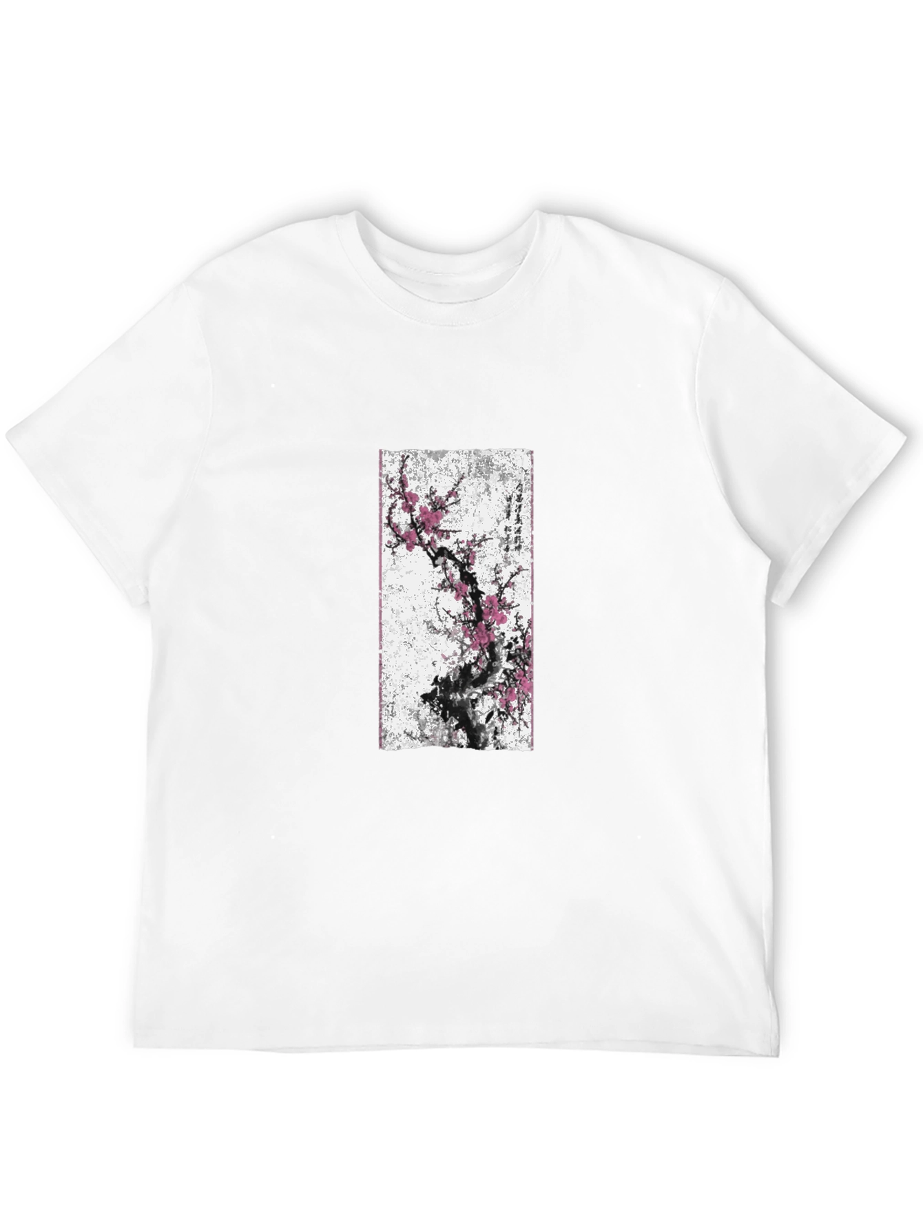 Black T-Shirt with Blossom Tree Graphic