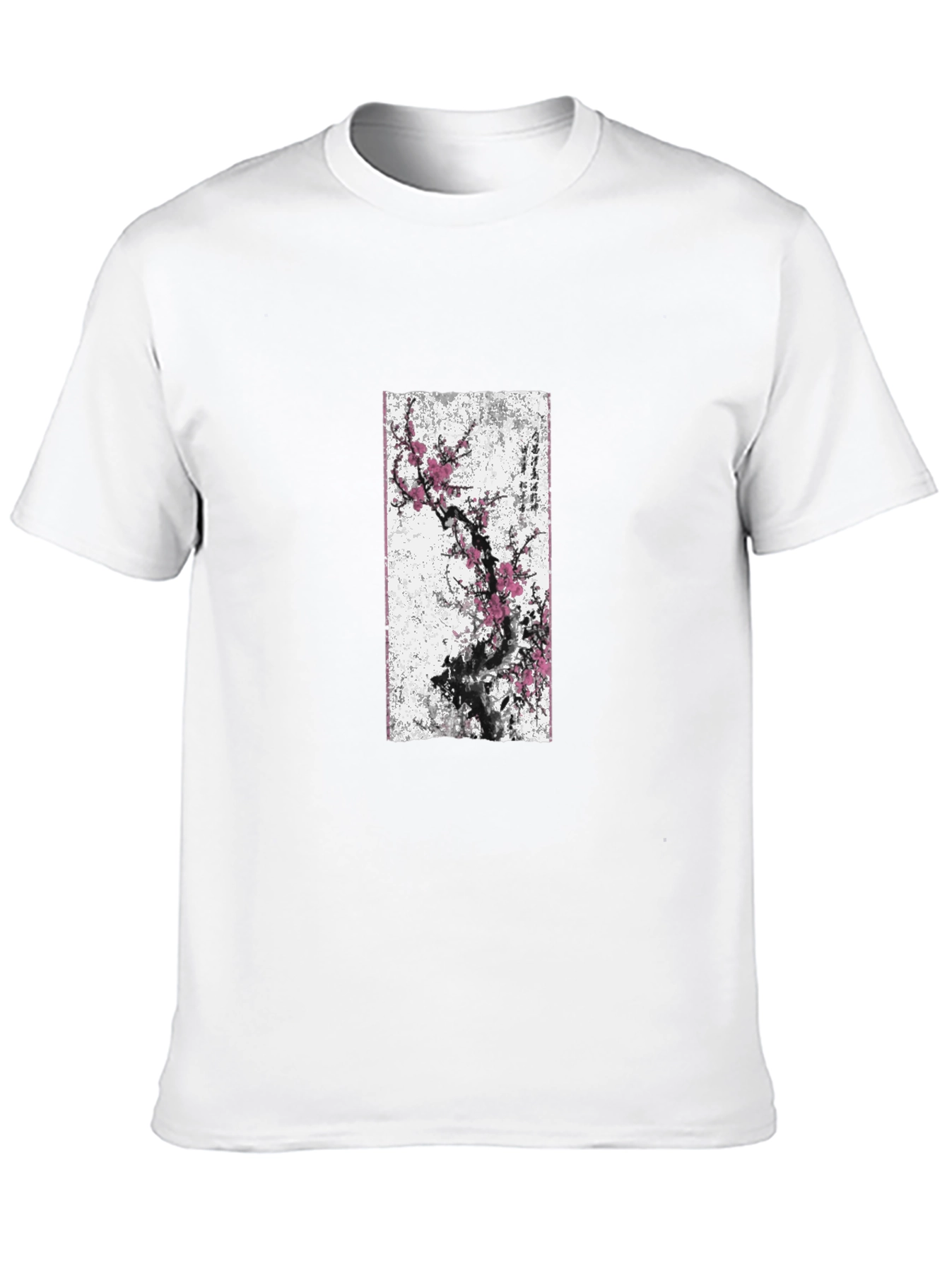 Black T-Shirt with Blossom Tree Graphic
