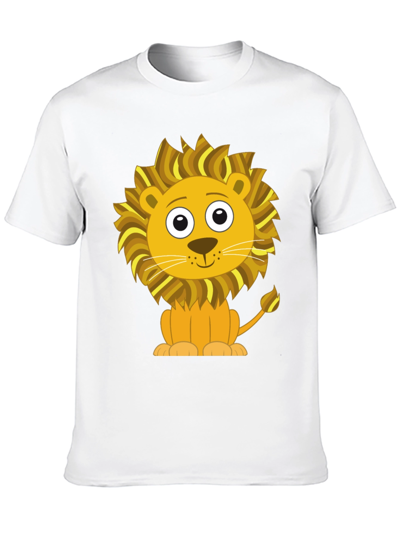 Cute Cartoon Lion Graphic T-Shirt - Black Cotton Tee