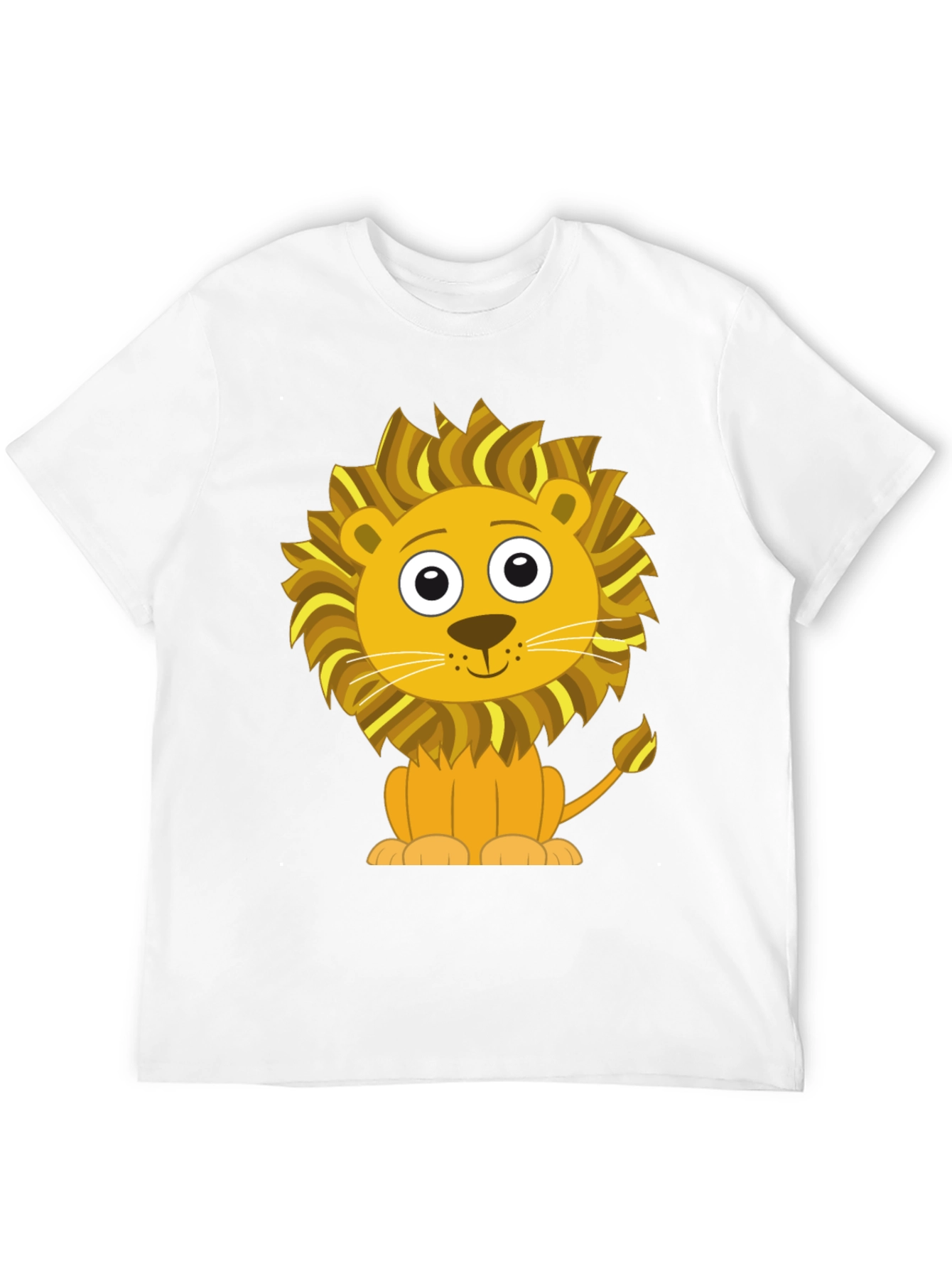 Cute Cartoon Lion Graphic T-Shirt - Black Cotton Tee