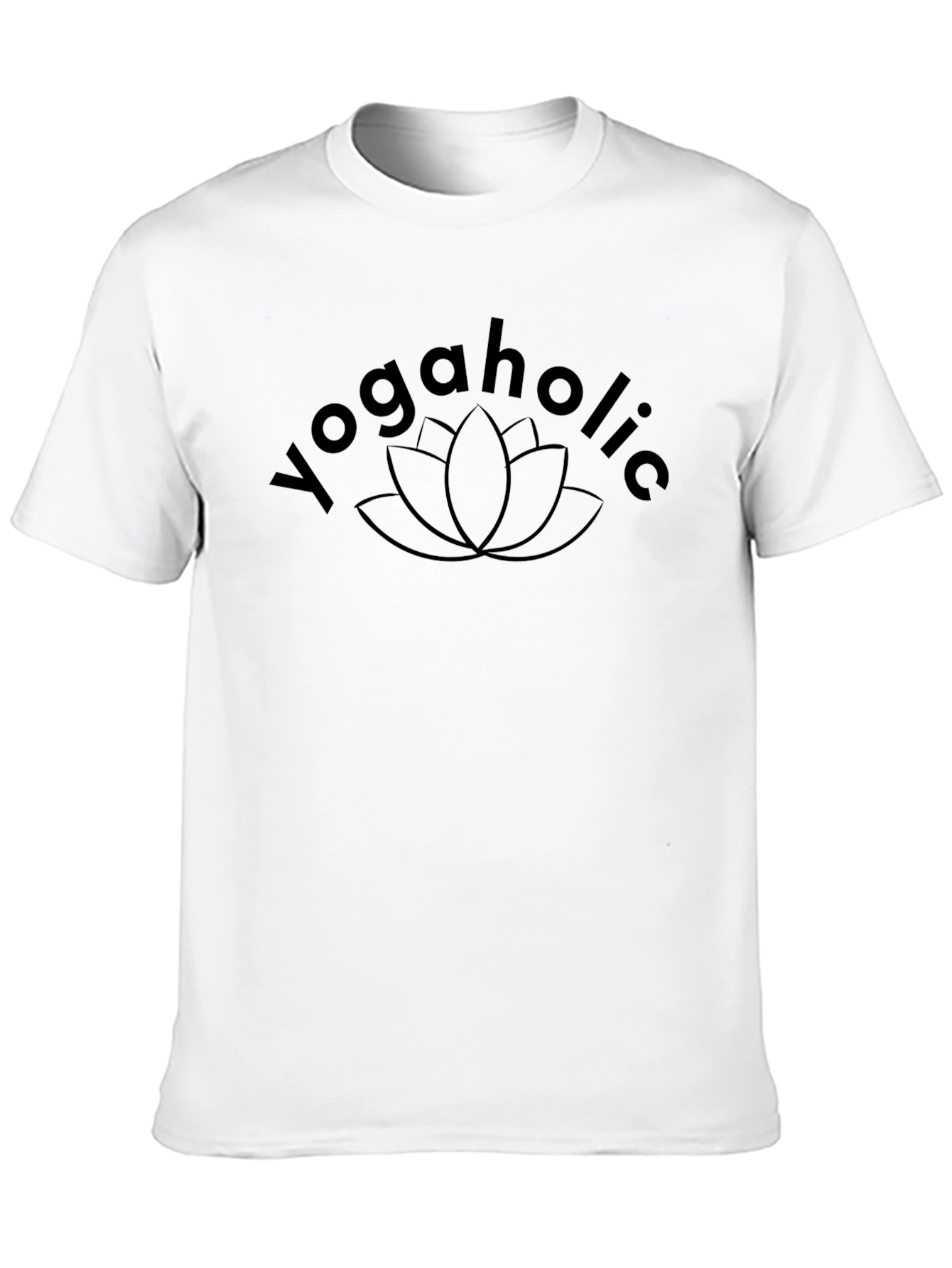 Yogaholic Black T-Shirt with Lotus Graphic