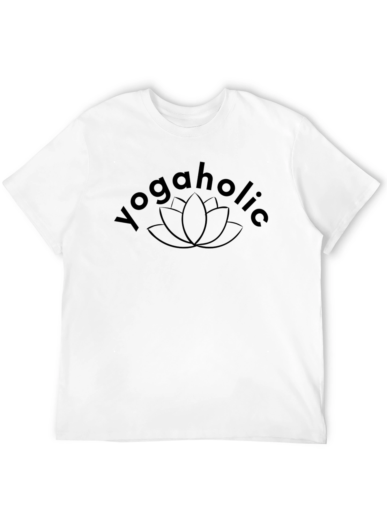 Yogaholic Black T-Shirt with Lotus Graphic