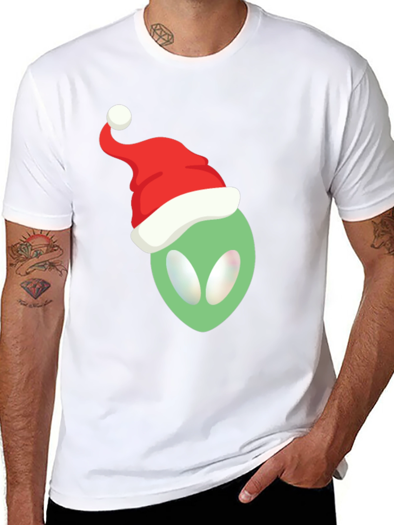 Alien Santa Hat T-Shirt - Festive Holiday Apparel