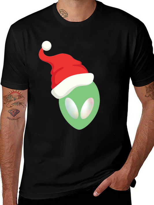Alien Santa Hat T-Shirt - Festive Holiday Apparel