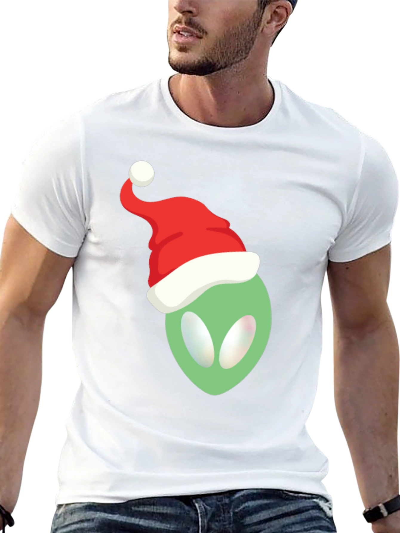 Alien Santa Hat T-Shirt - Festive Holiday Apparel