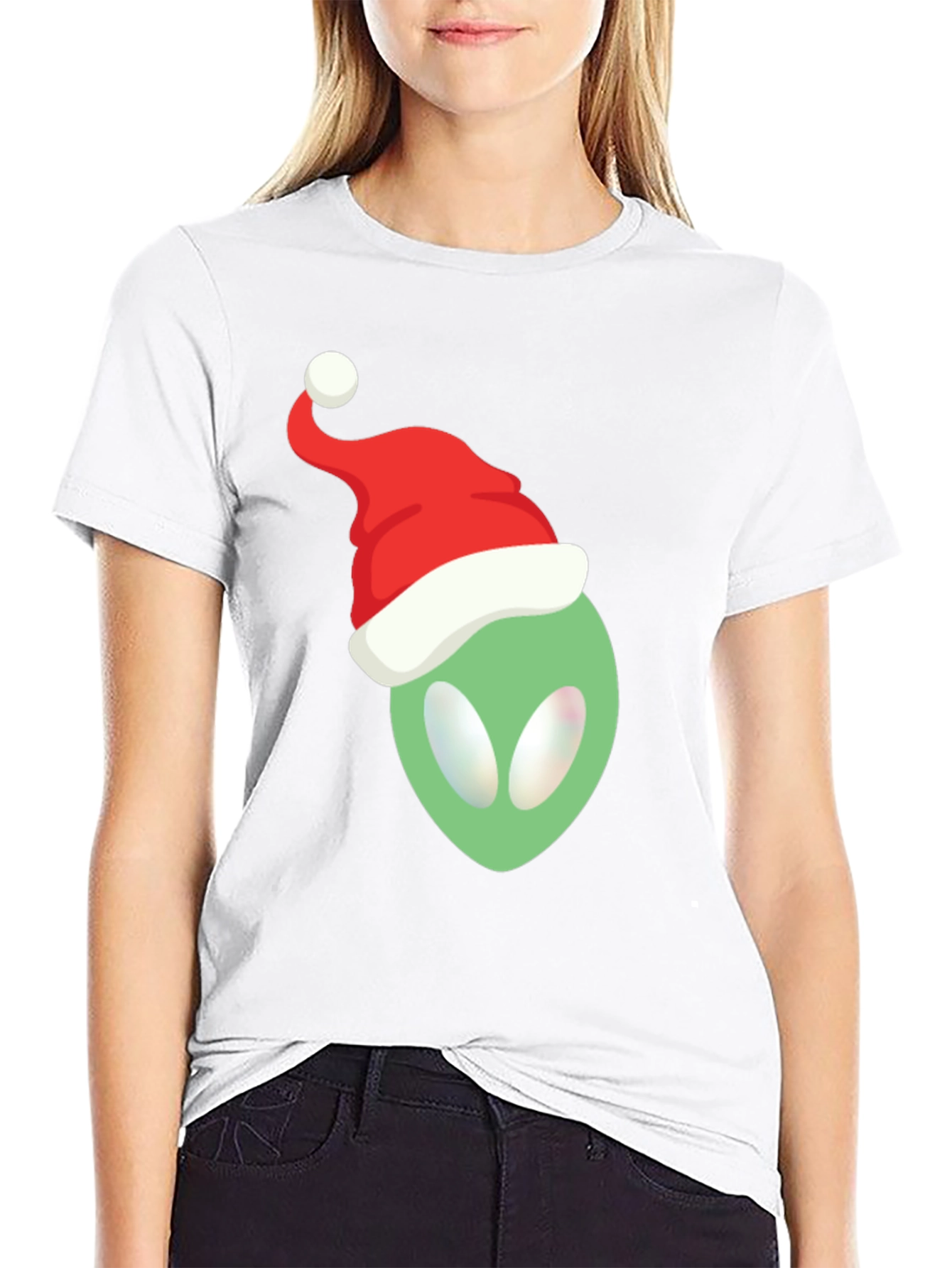 Alien Santa Hat T-Shirt - Festive Holiday Apparel