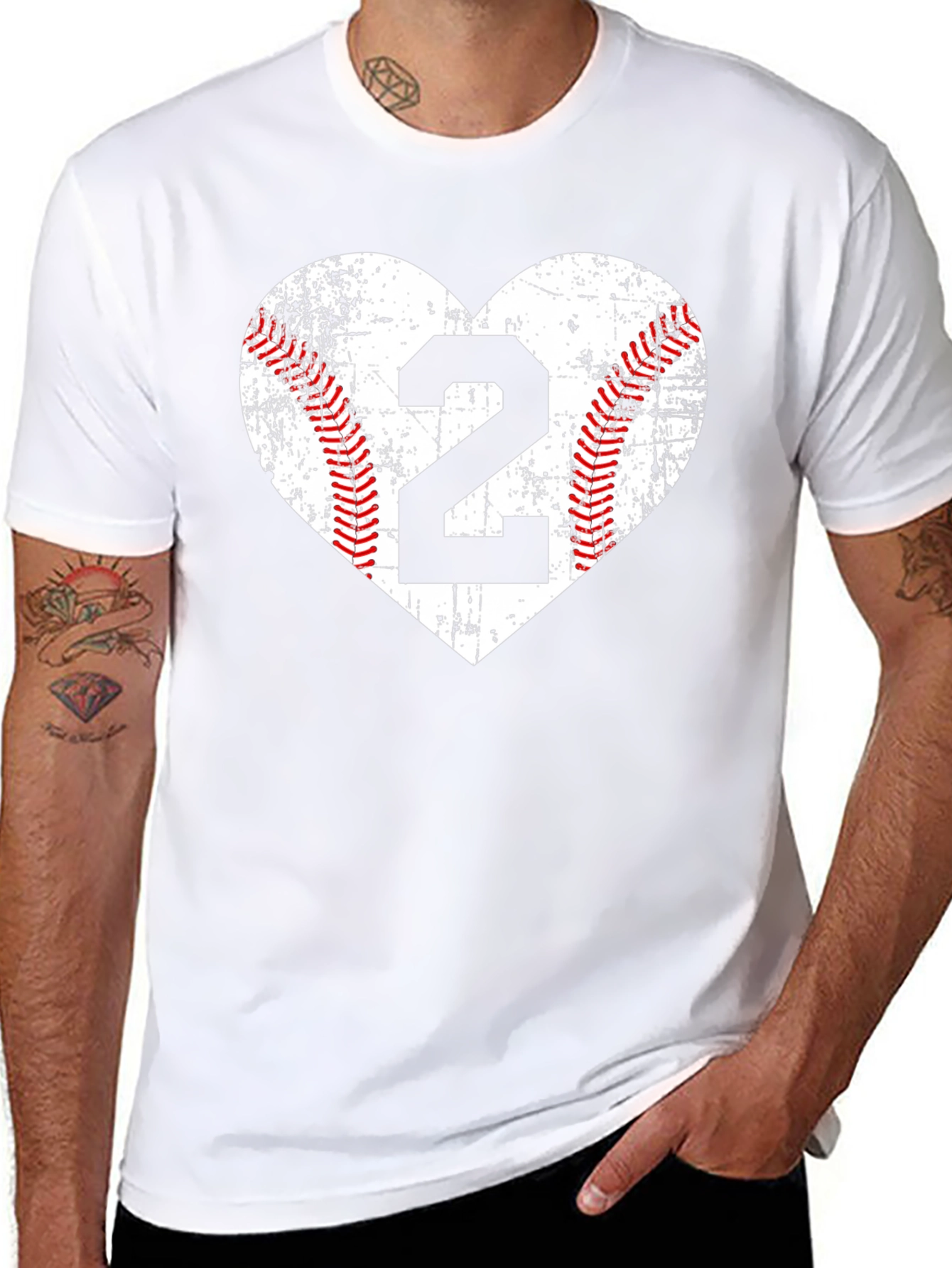 Baseball Number 2 Heart T-Shirt