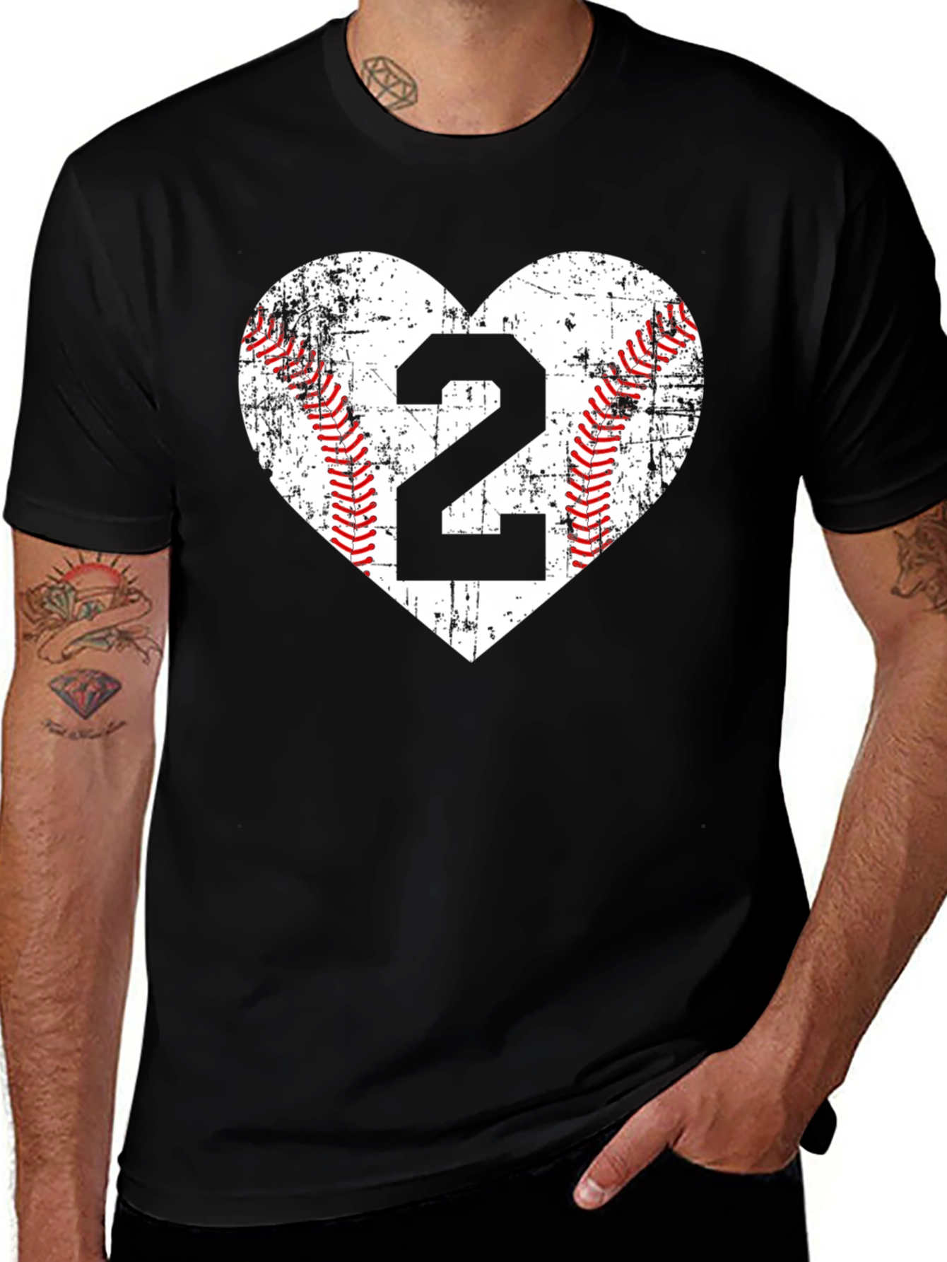 Baseball Number 2 Heart T-Shirt