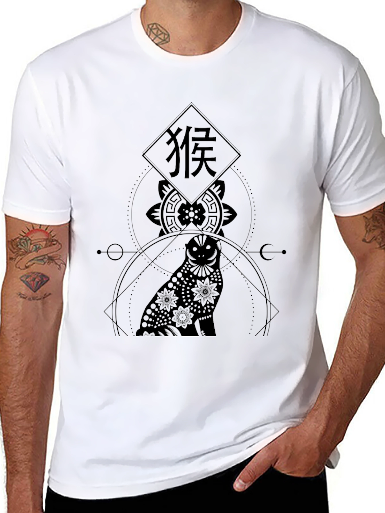 Geometric Owl Graphic Print T-Shirt - Stylish & Unique
