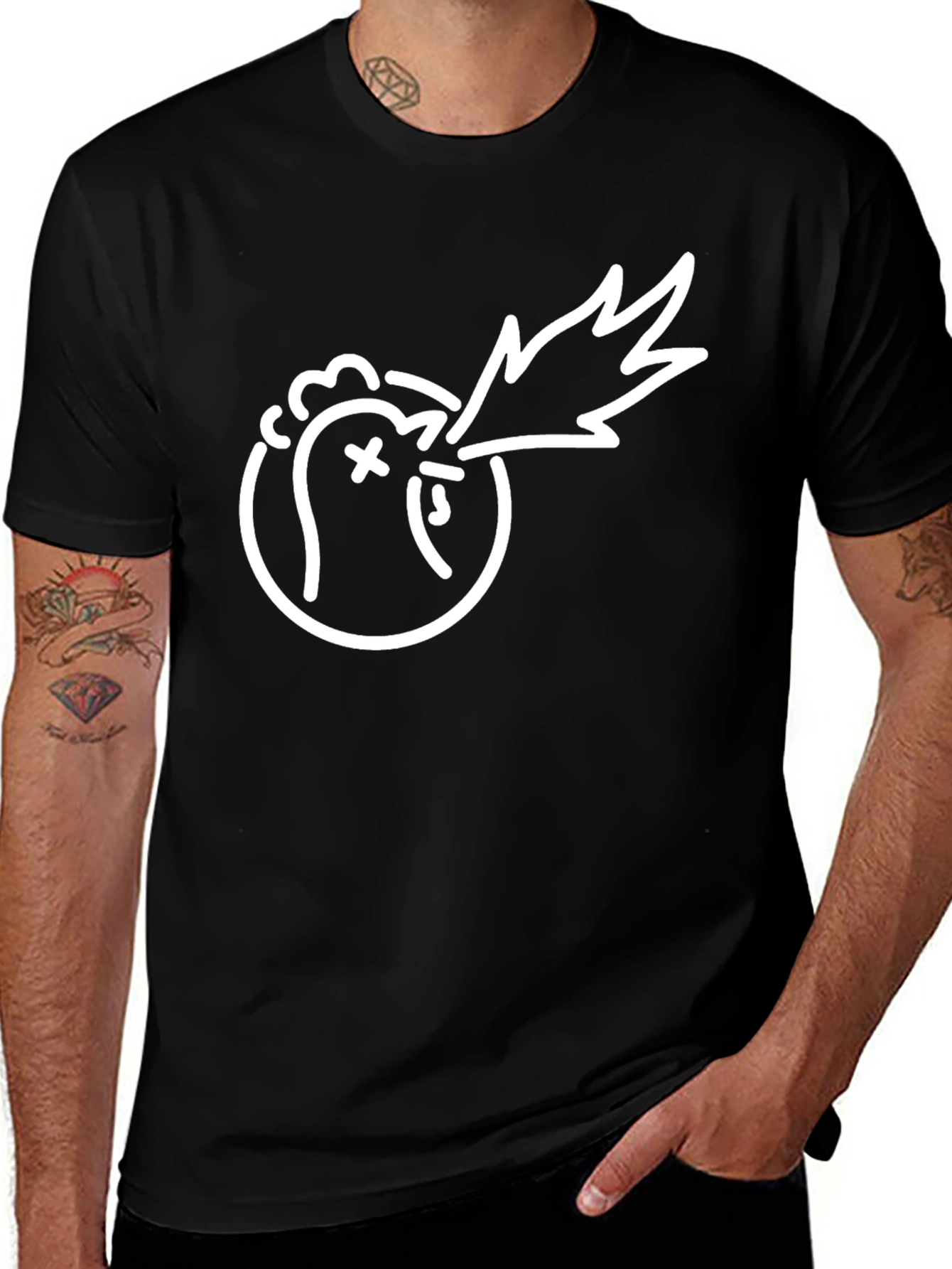 Cool Graphic Tee - Dragon Chicken Shirt