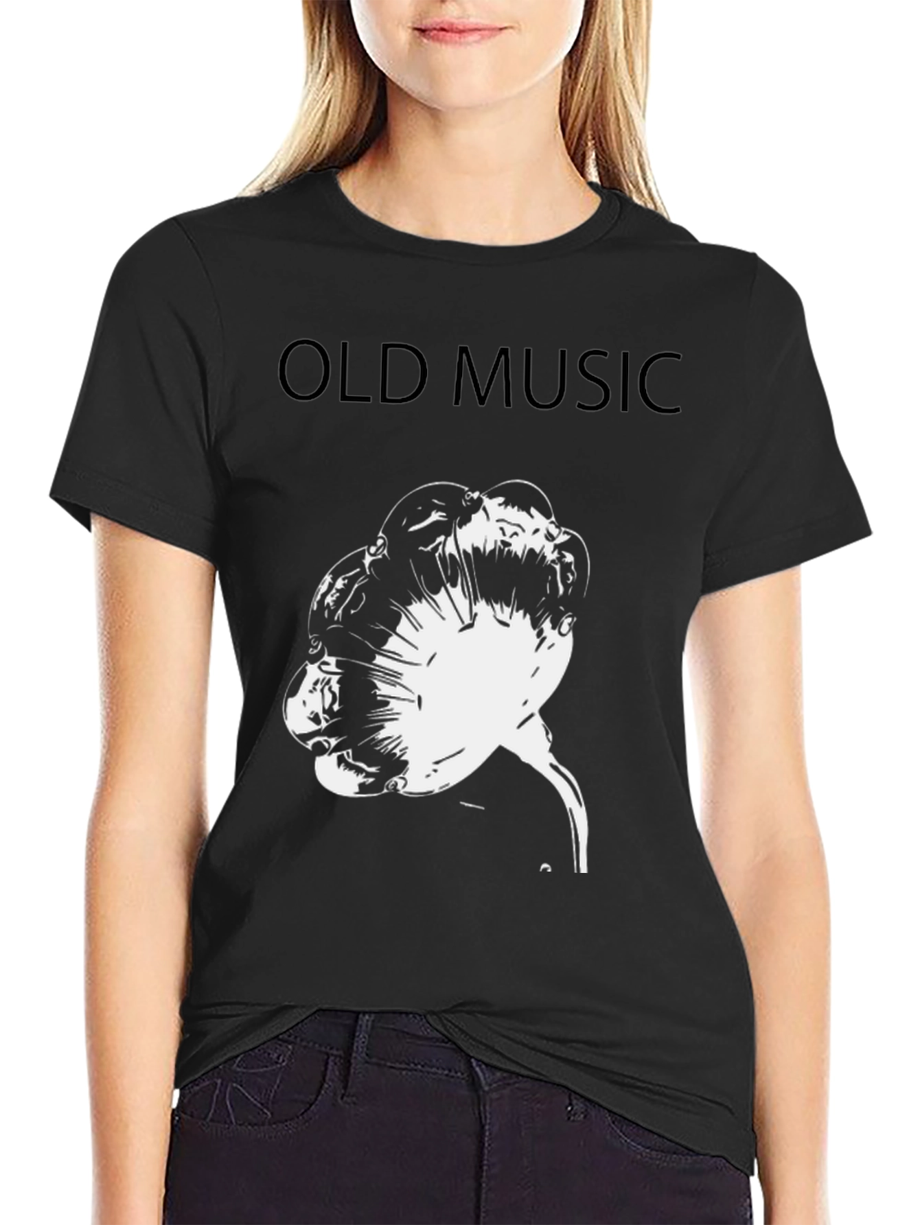 Retro Old Music Graphic Tee - Black