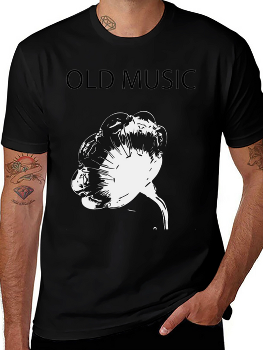 Retro Old Music Graphic Tee - Black
