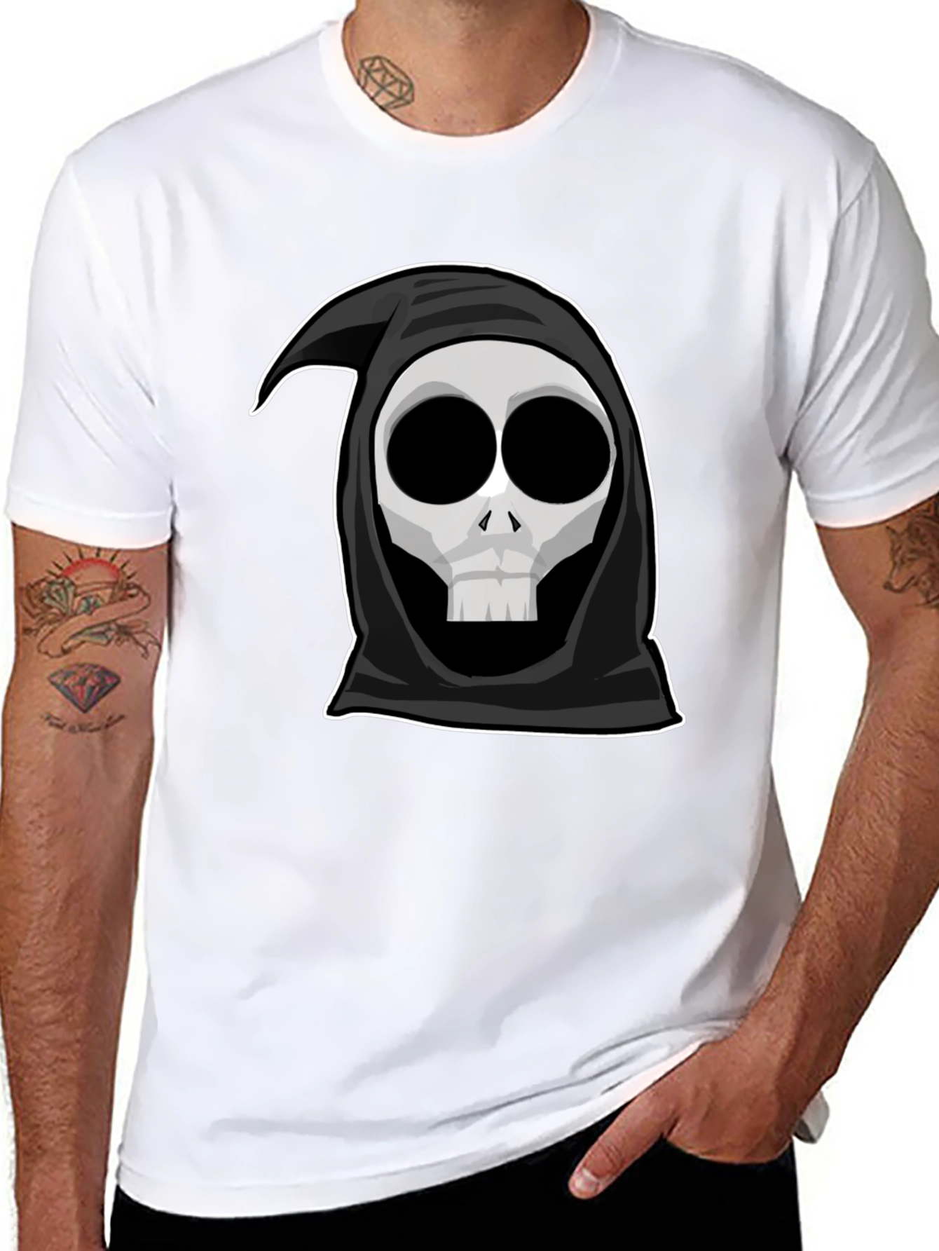 Grim Reaper Graphic Tee - Cool Cartoon Skull Shirt