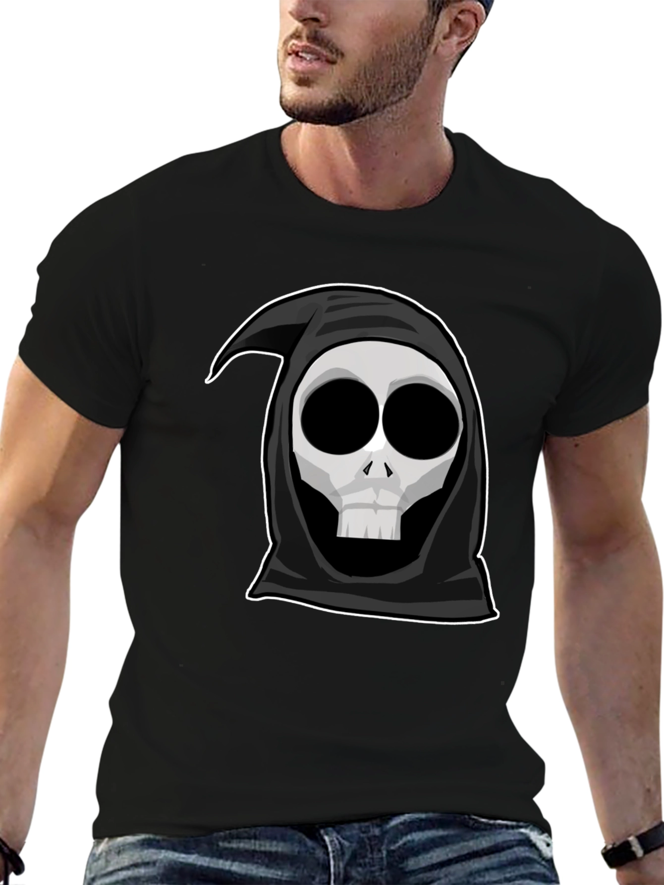 Grim Reaper Graphic Tee - Cool Cartoon Skull Shirt