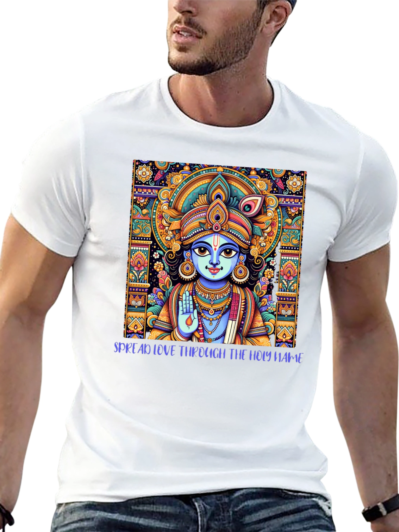 Krishna Art Black T-Shirt