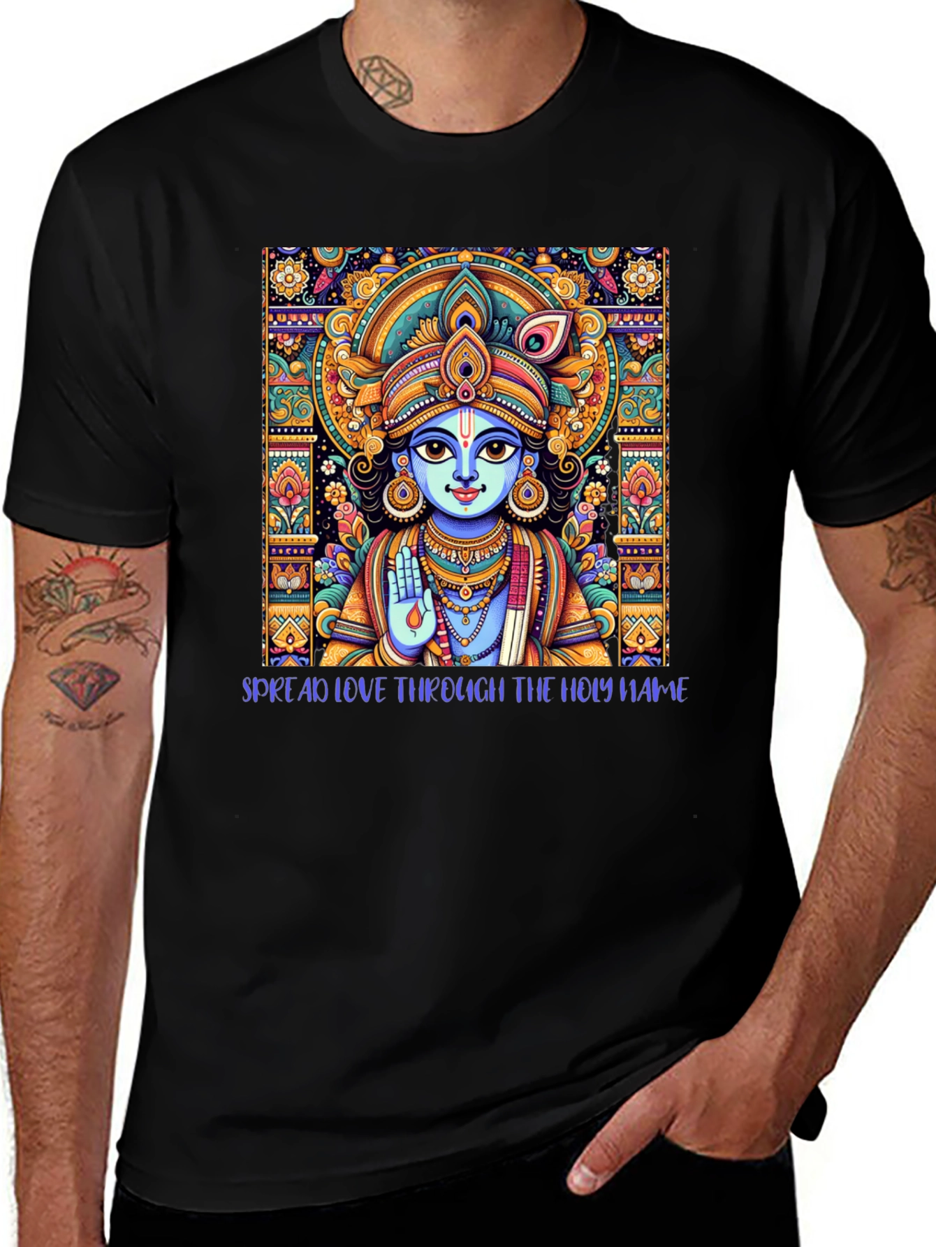 Krishna Art Black T-Shirt