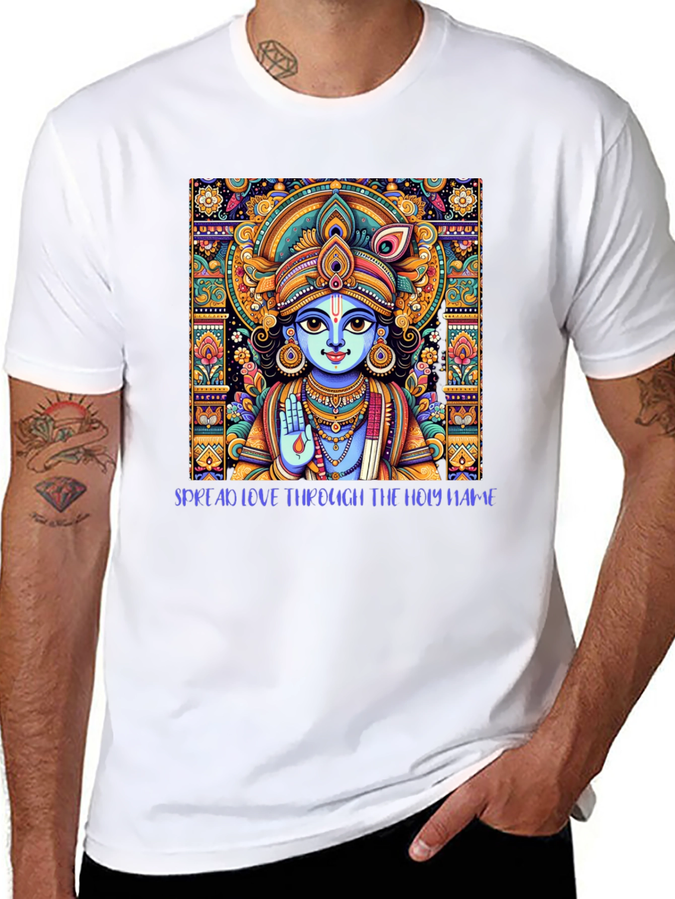 Krishna Art Black T-Shirt