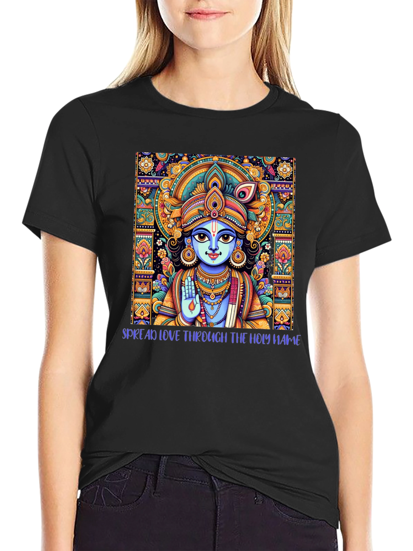 Krishna Art Black T-Shirt