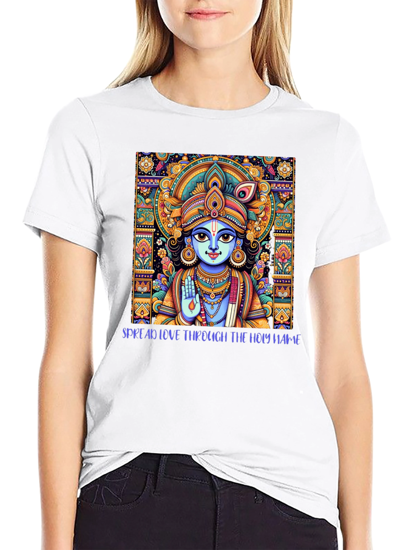 Krishna Art Black T-Shirt