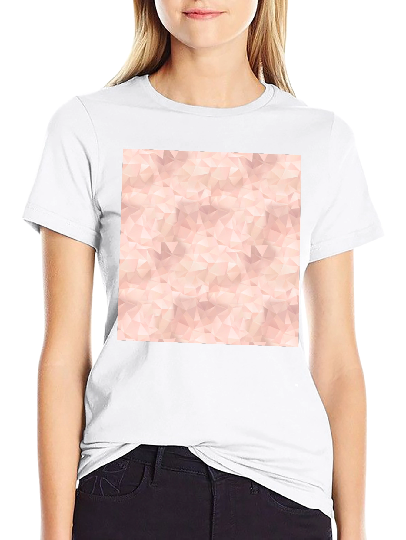Geometric Print Tee - Modern Black Cotton Blend T-Shirt