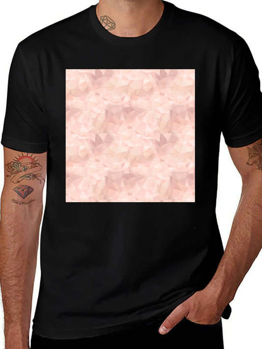 Geometric Print Tee - Modern Black Cotton Blend T-Shirt