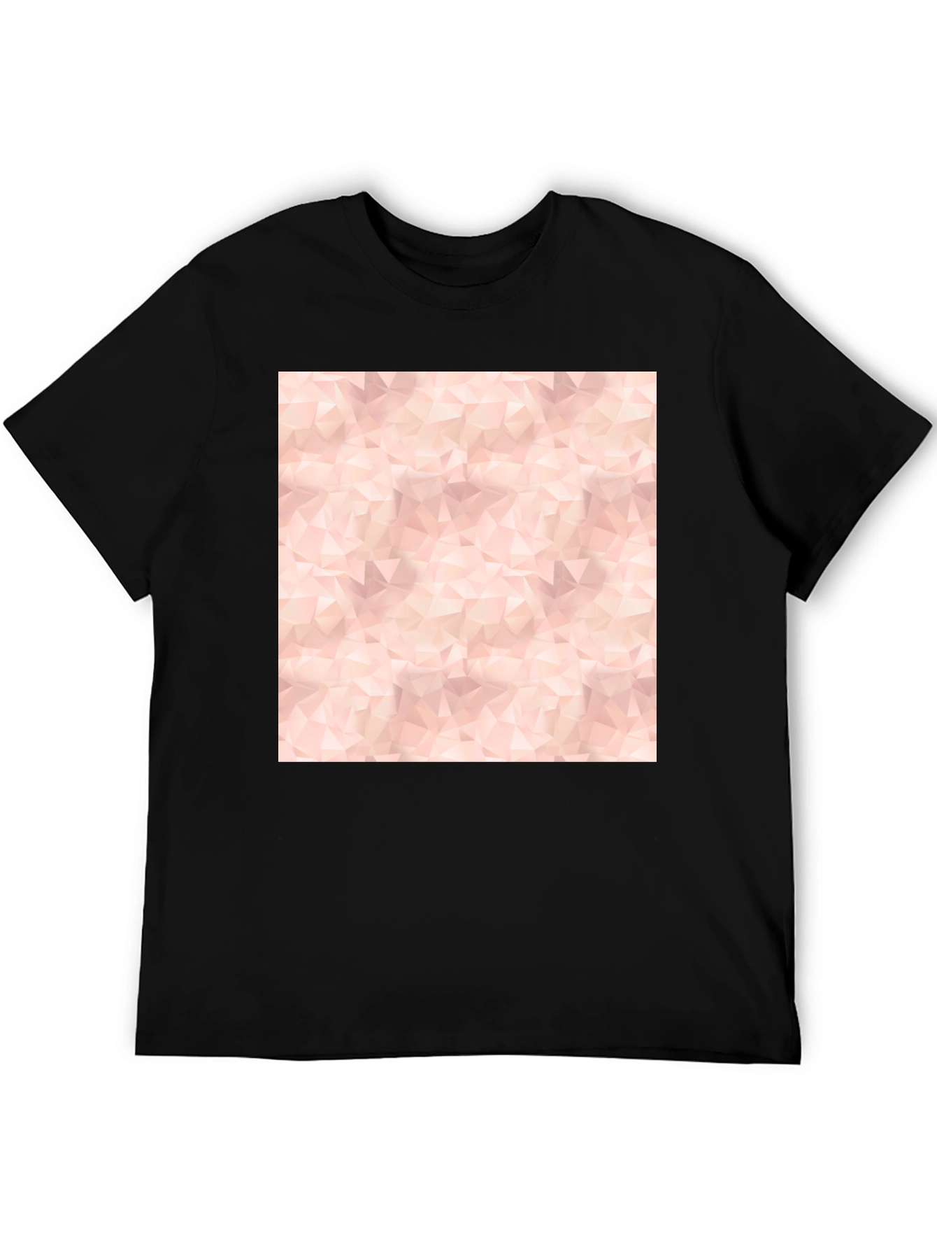 Geometric Print Tee - Modern Black Cotton Blend T-Shirt