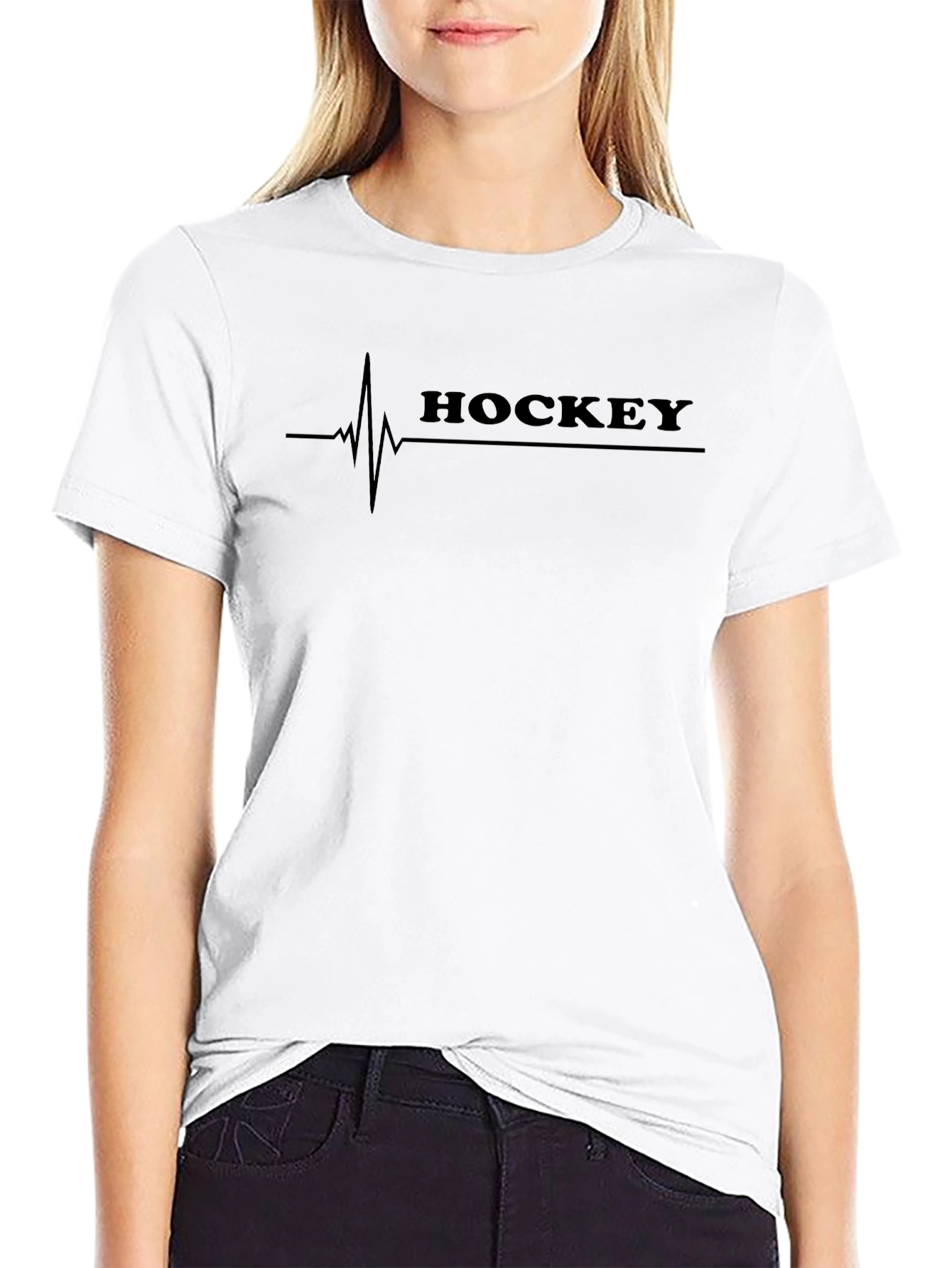Hockey Heartbeat Graphic T-Shirt - Black