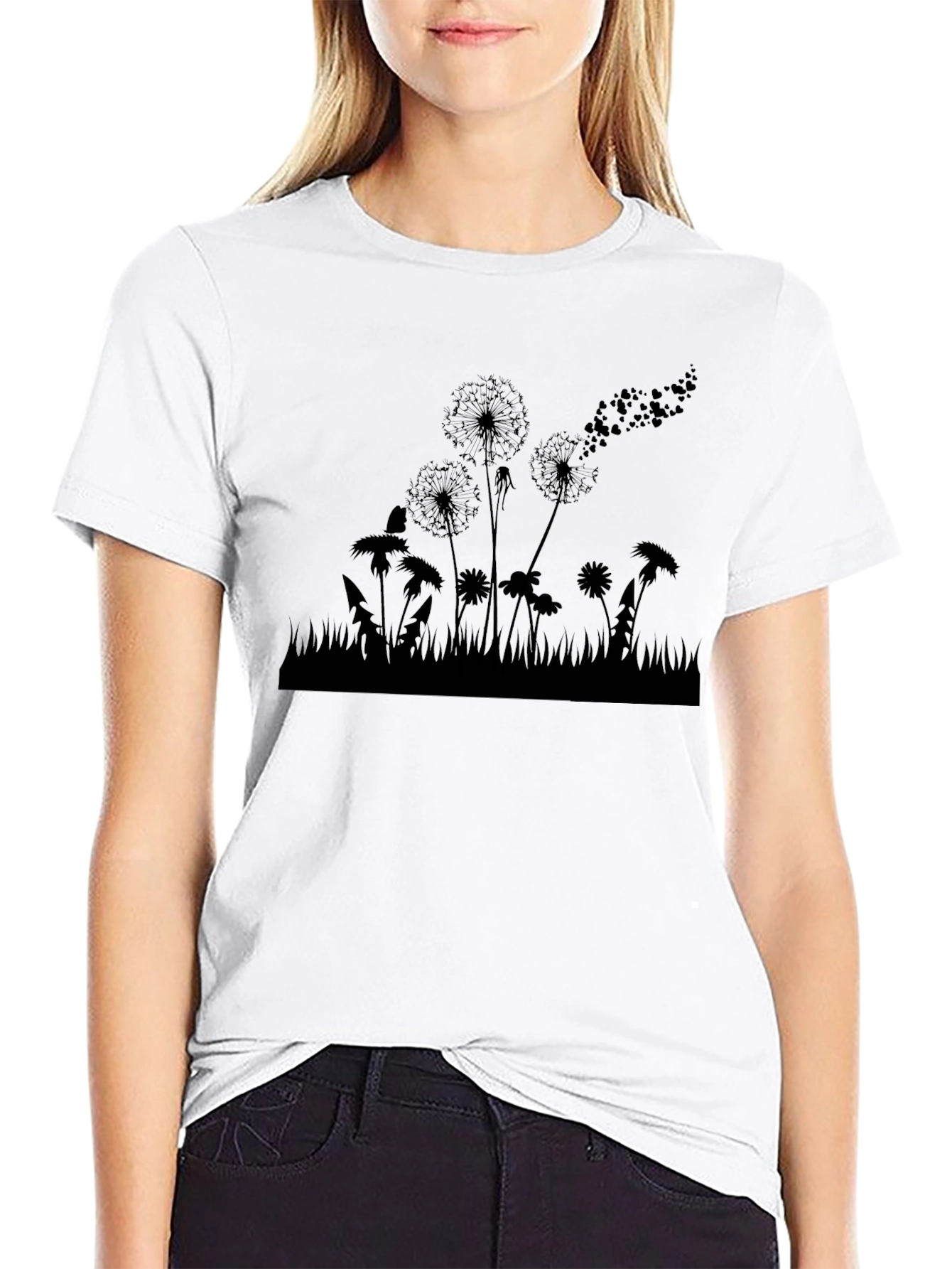Dandelion Silhouette Black T-Shirt