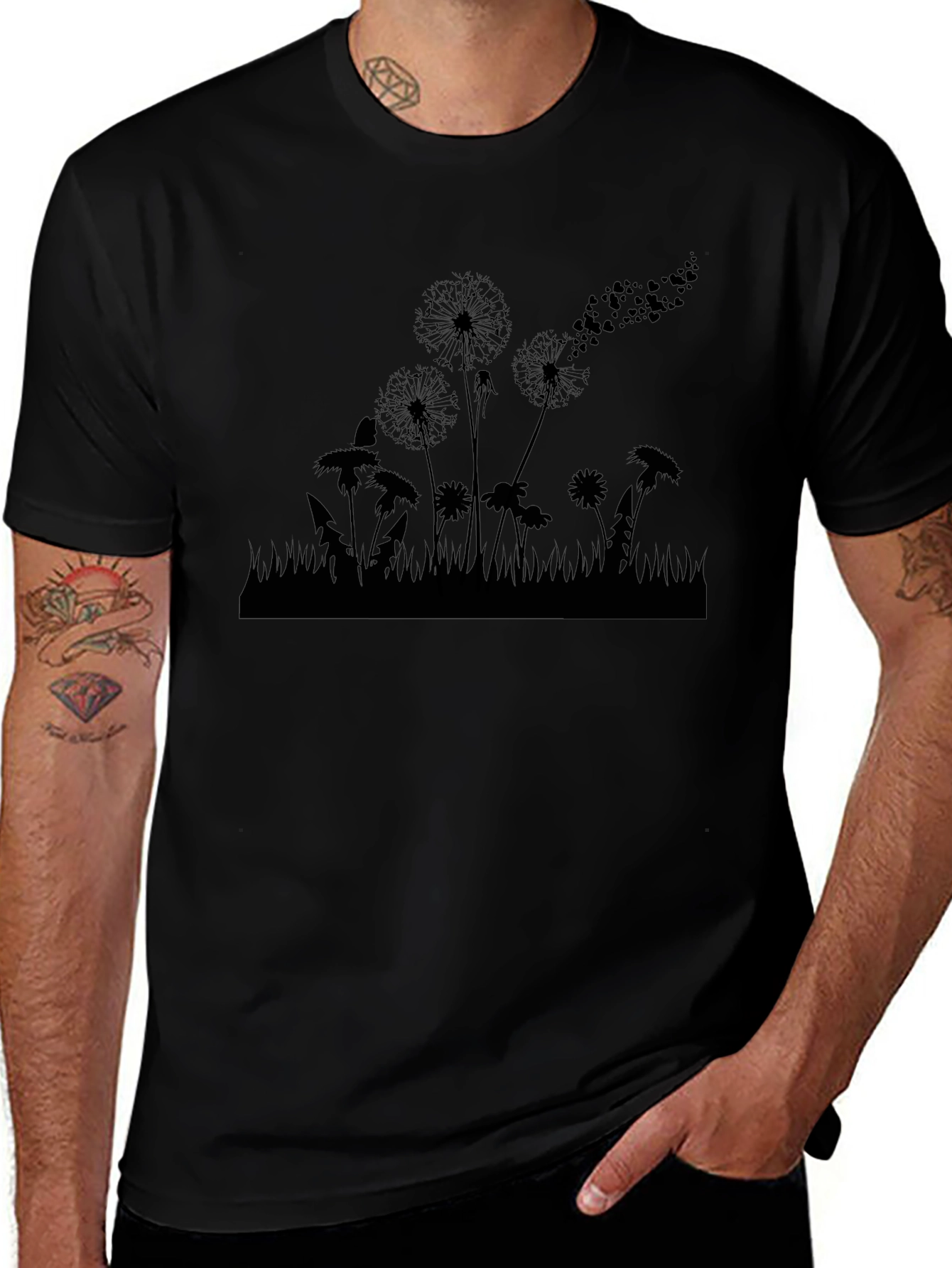 Dandelion Silhouette Black T-Shirt