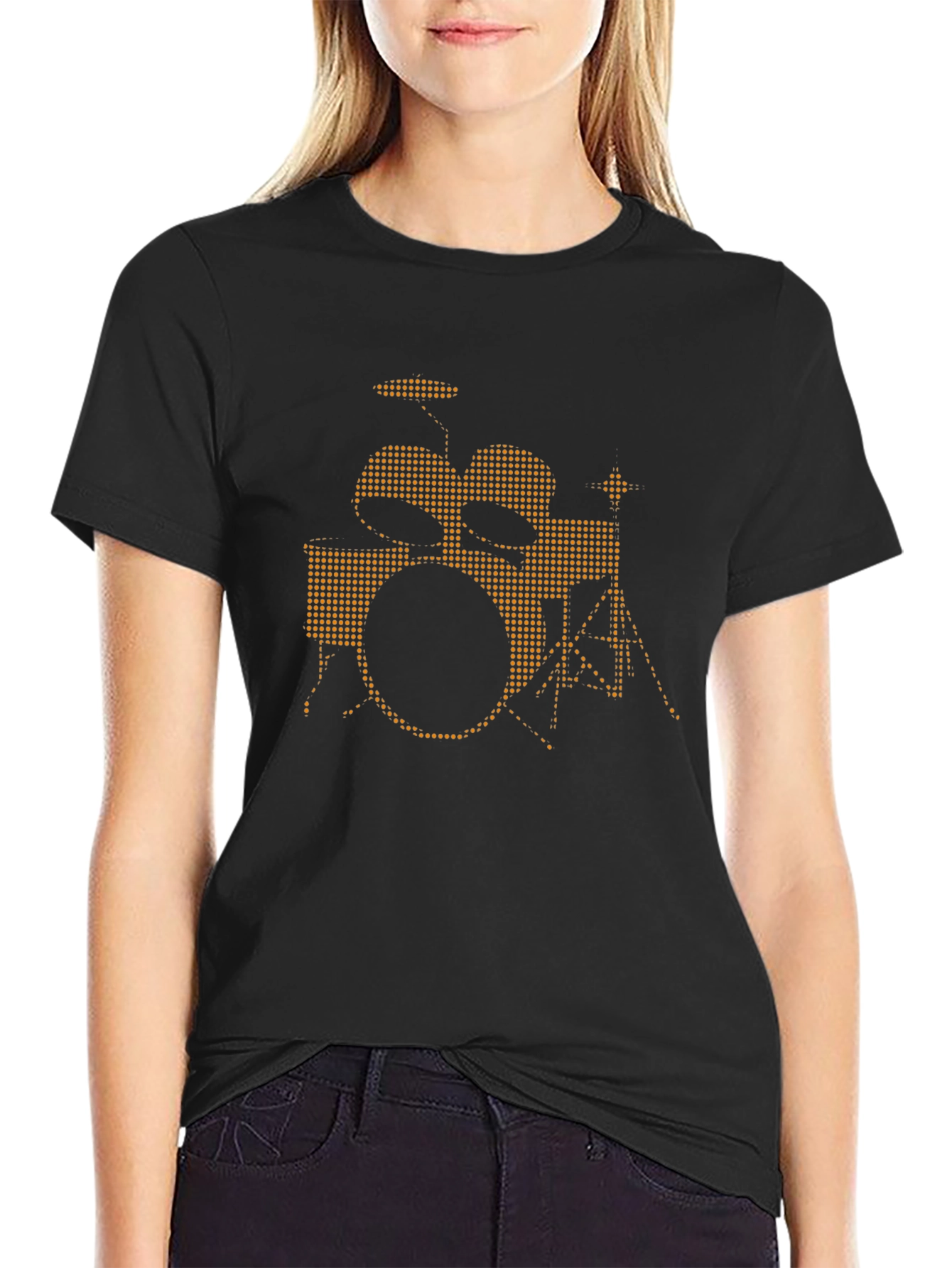 Black Drum Kit Graphic Tee - Music Lover T-Shirt