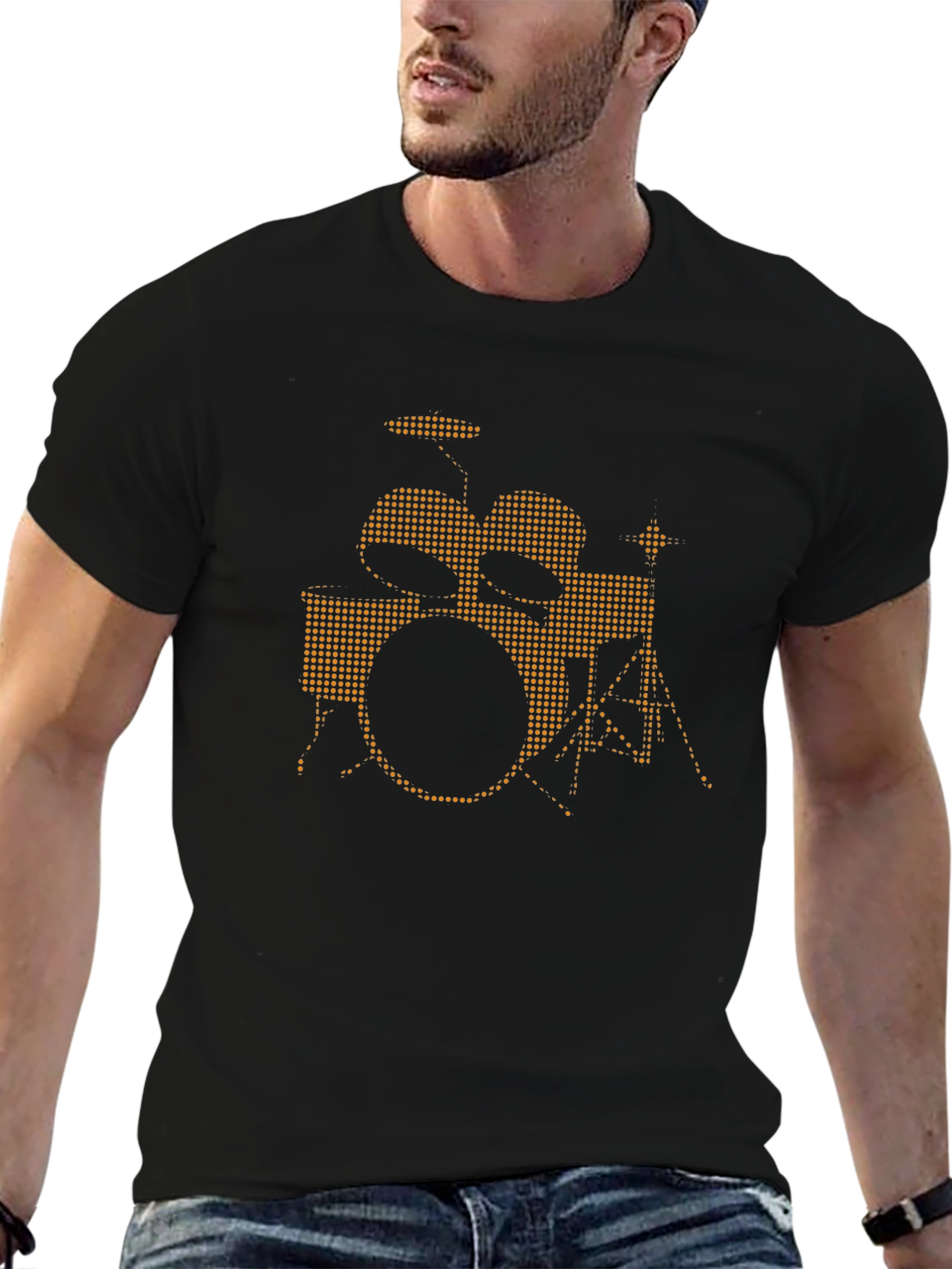 Black Drum Kit Graphic Tee - Music Lover T-Shirt