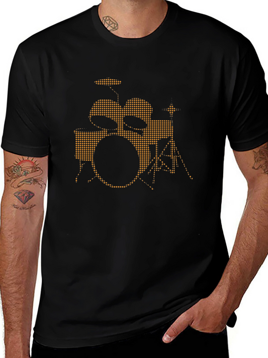 Black Drum Kit Graphic Tee - Music Lover T-Shirt