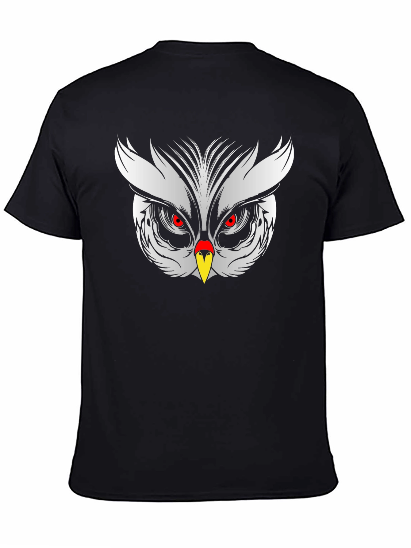 Owl Face Graphic Tee - Black Cotton Blend