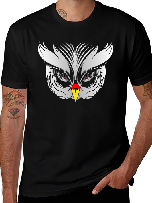 Owl Face Graphic Tee - Black Cotton Blend