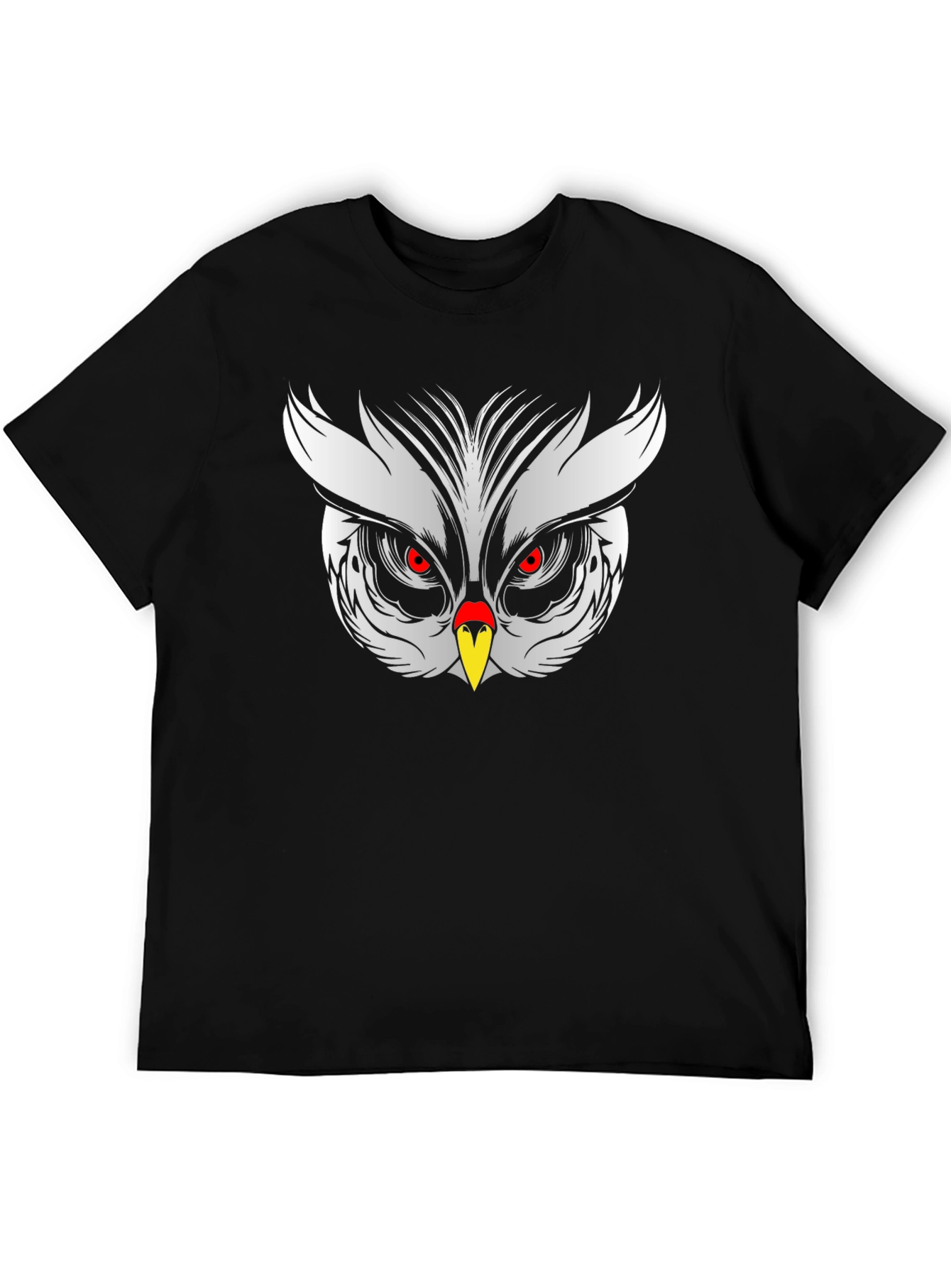 Owl Face Graphic Tee - Black Cotton Blend