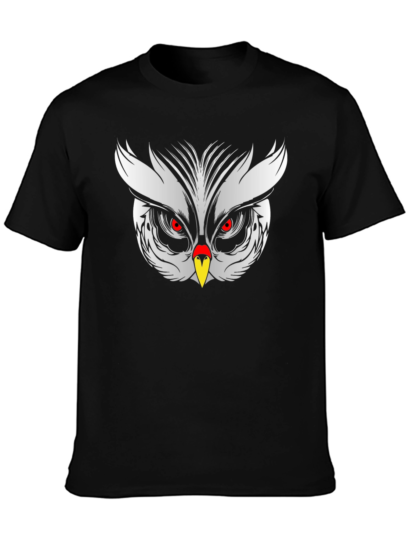 Owl Face Graphic Tee - Black Cotton Blend