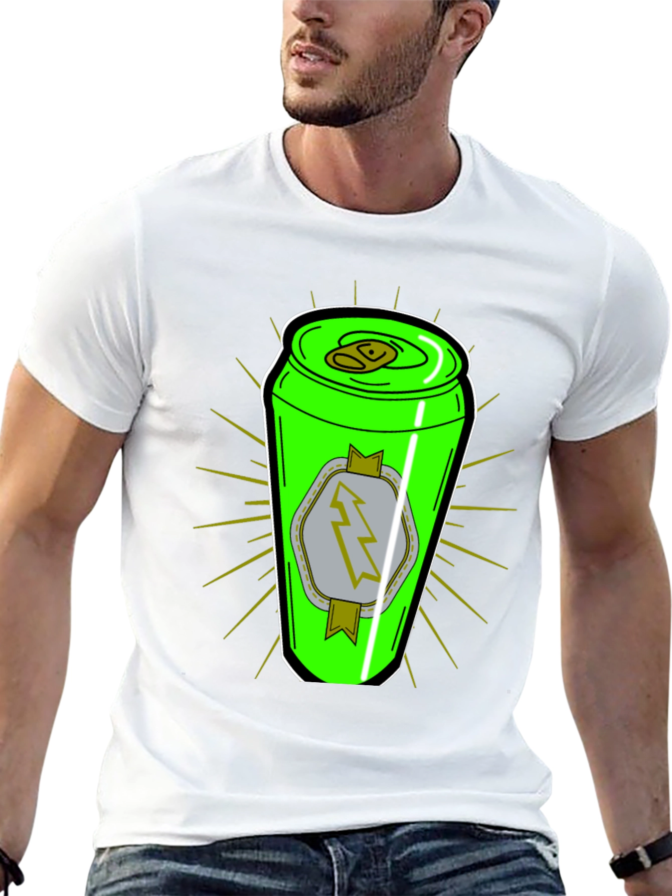Graphic T-Shirt: Neon Energy Drink Can Design