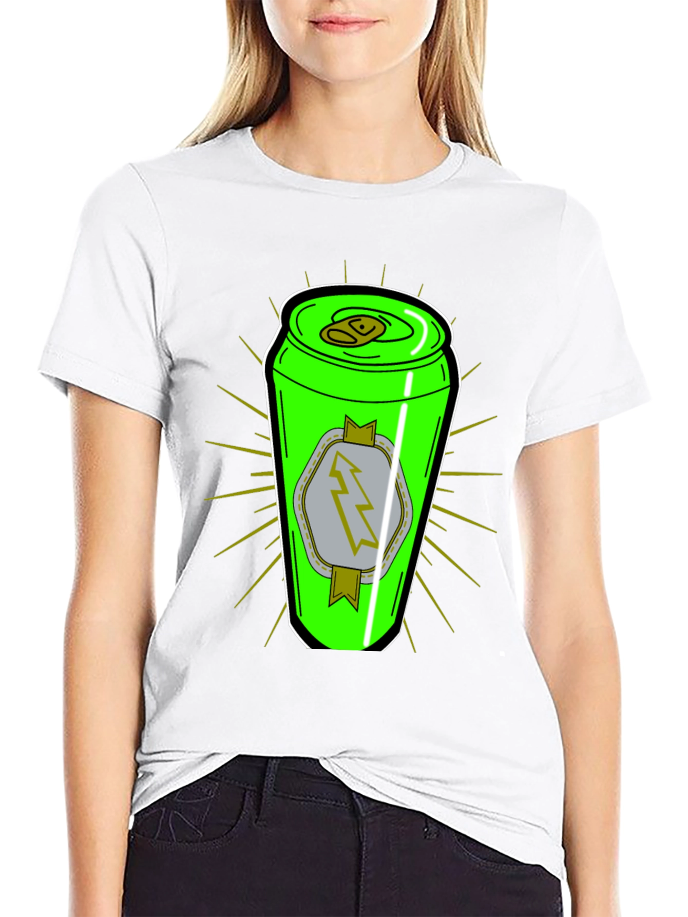 Graphic T-Shirt: Neon Energy Drink Can Design