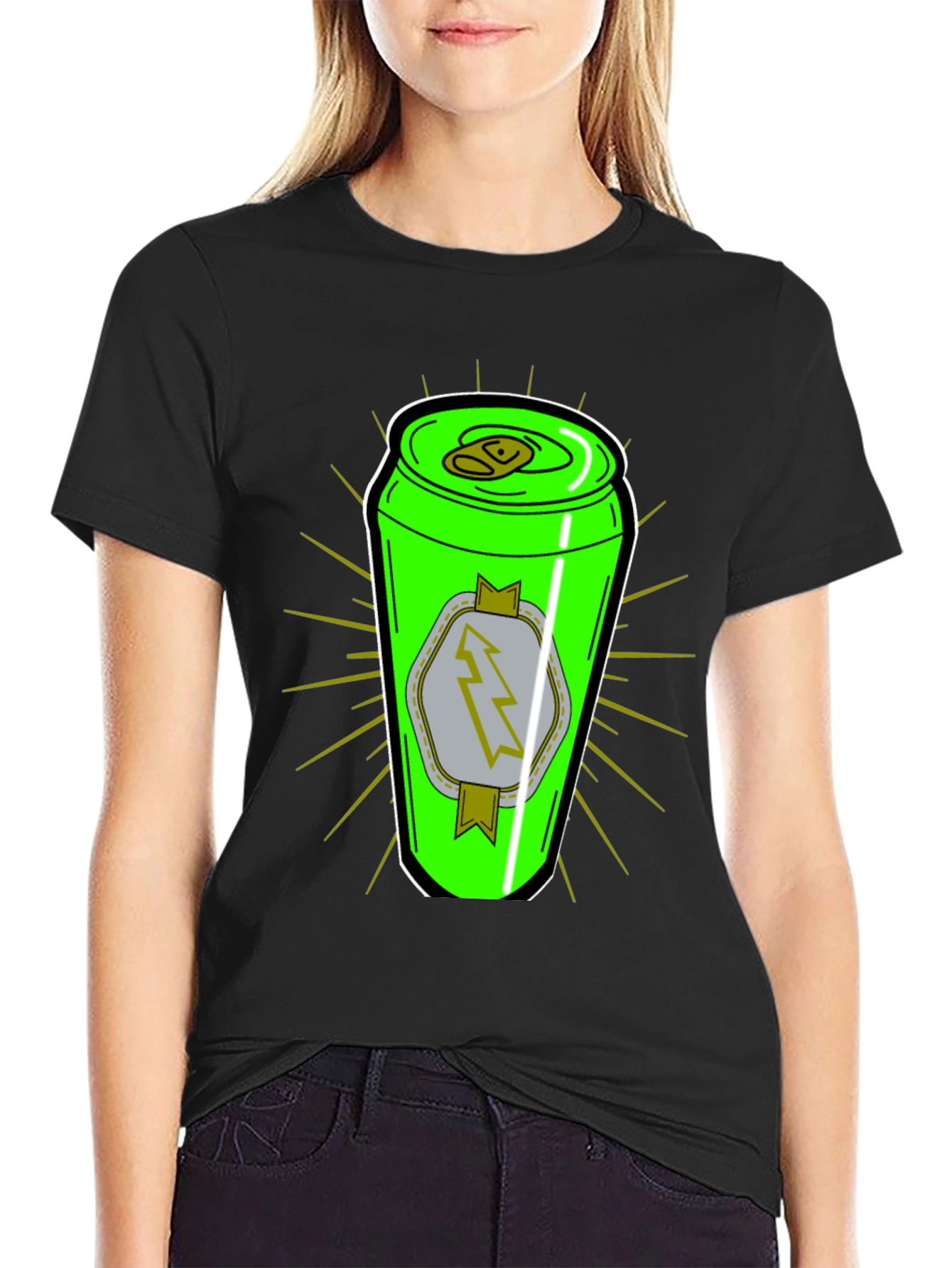 Graphic T-Shirt: Neon Energy Drink Can Design