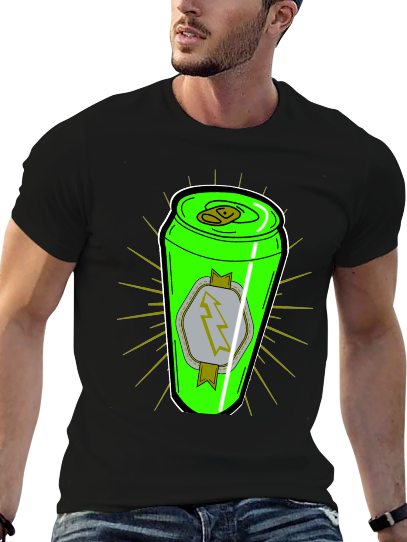 Graphic T-Shirt: Neon Energy Drink Can Design