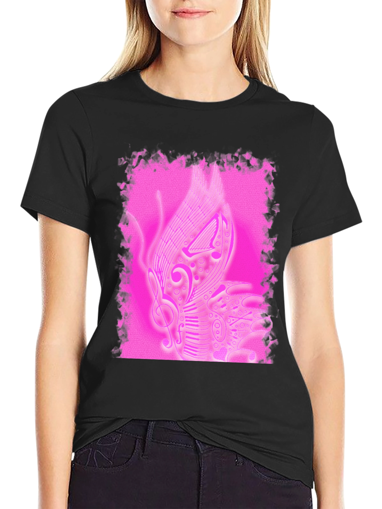 Musical Butterfly Graphic Tee - Black