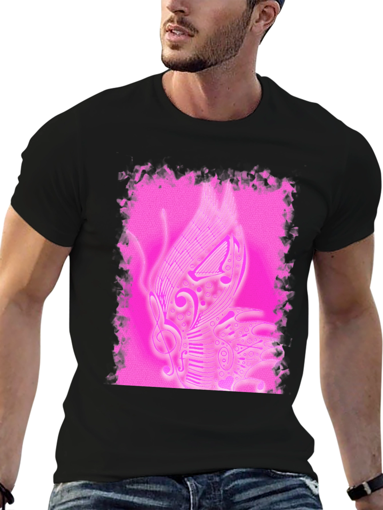 Musical Butterfly Graphic Tee - Black